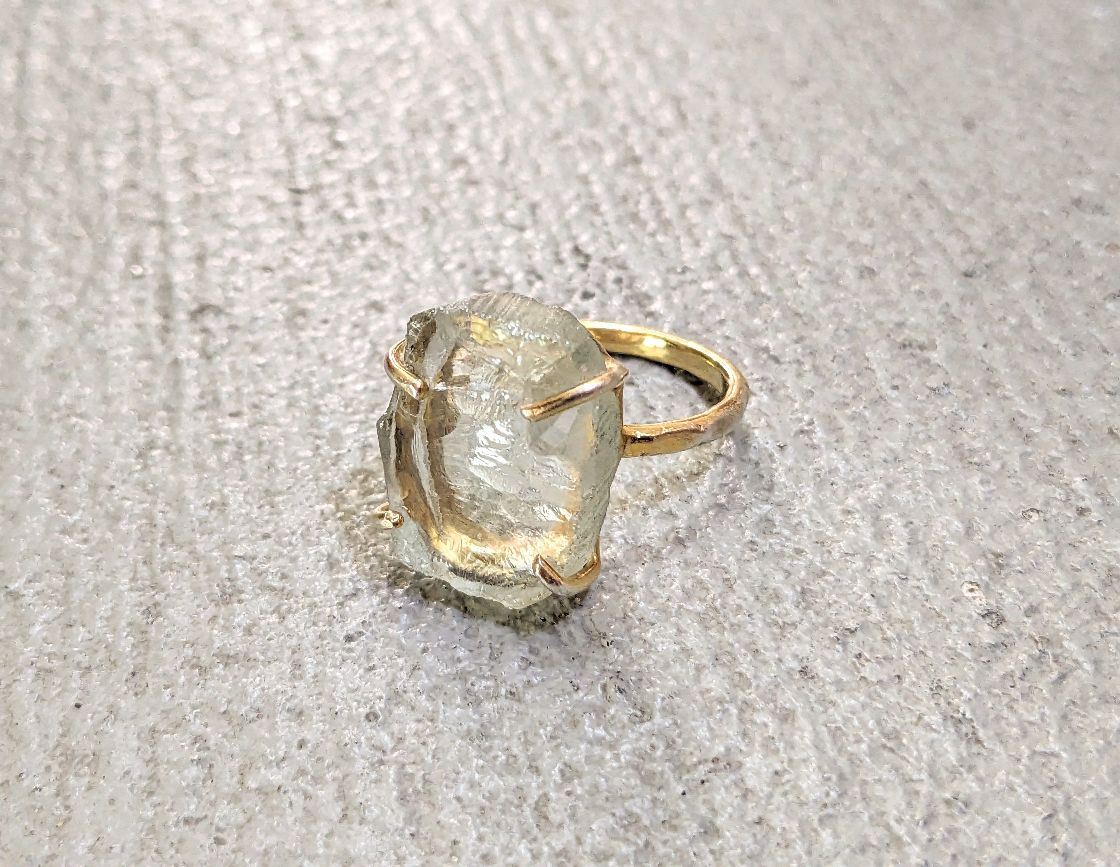 Jewelry Vintage Sterling Silver Ring Glass 7.75 Modern Gold Plated Size ONE SIZE - 2 Thumbnail