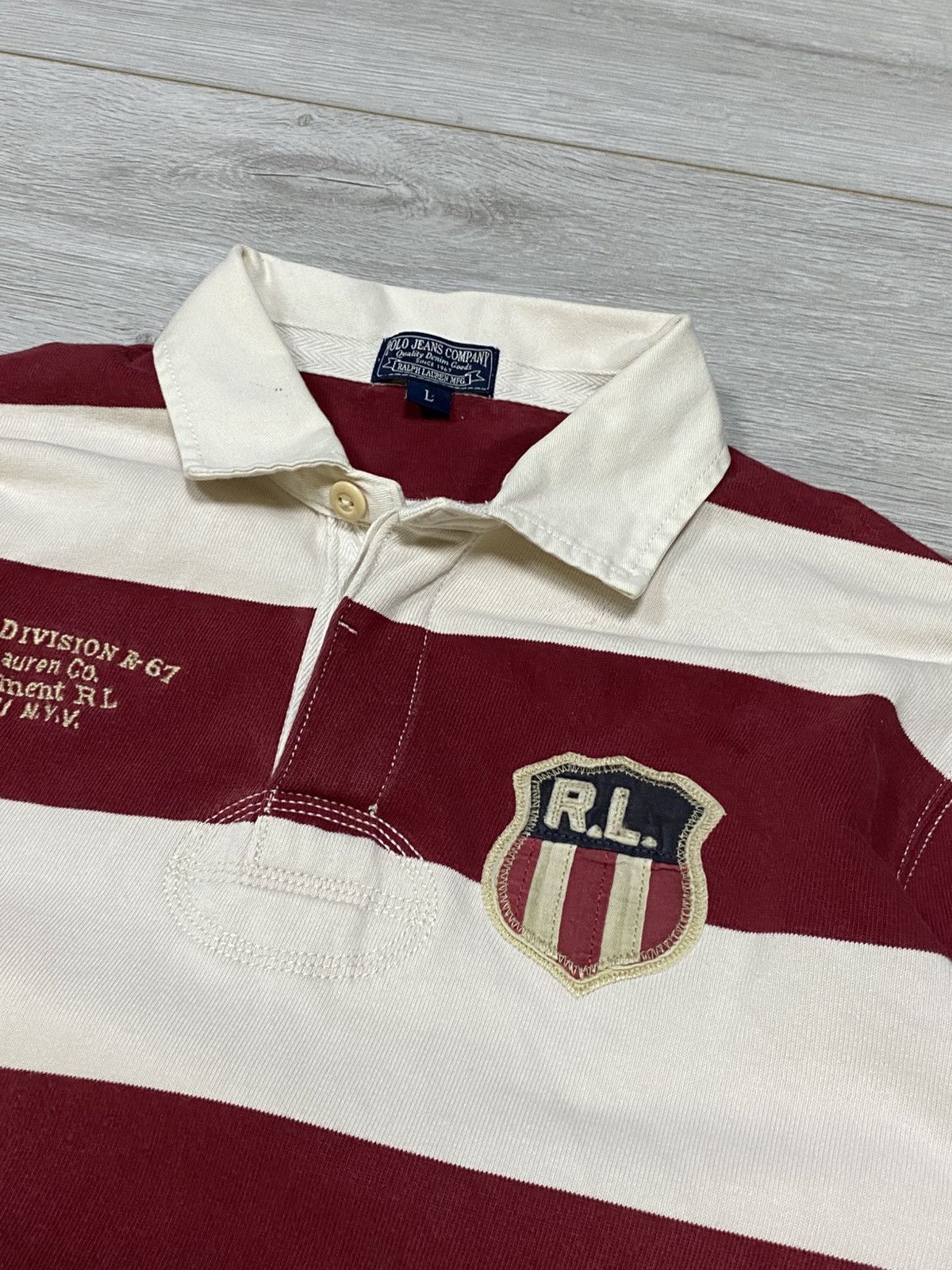 Rugby Ralph Lauren Vintage USA 🇺🇸 flag Polo Ralph Lauren Rugby sleeve striped Size L / US 10 / IT 46 - 4 Thumbnail