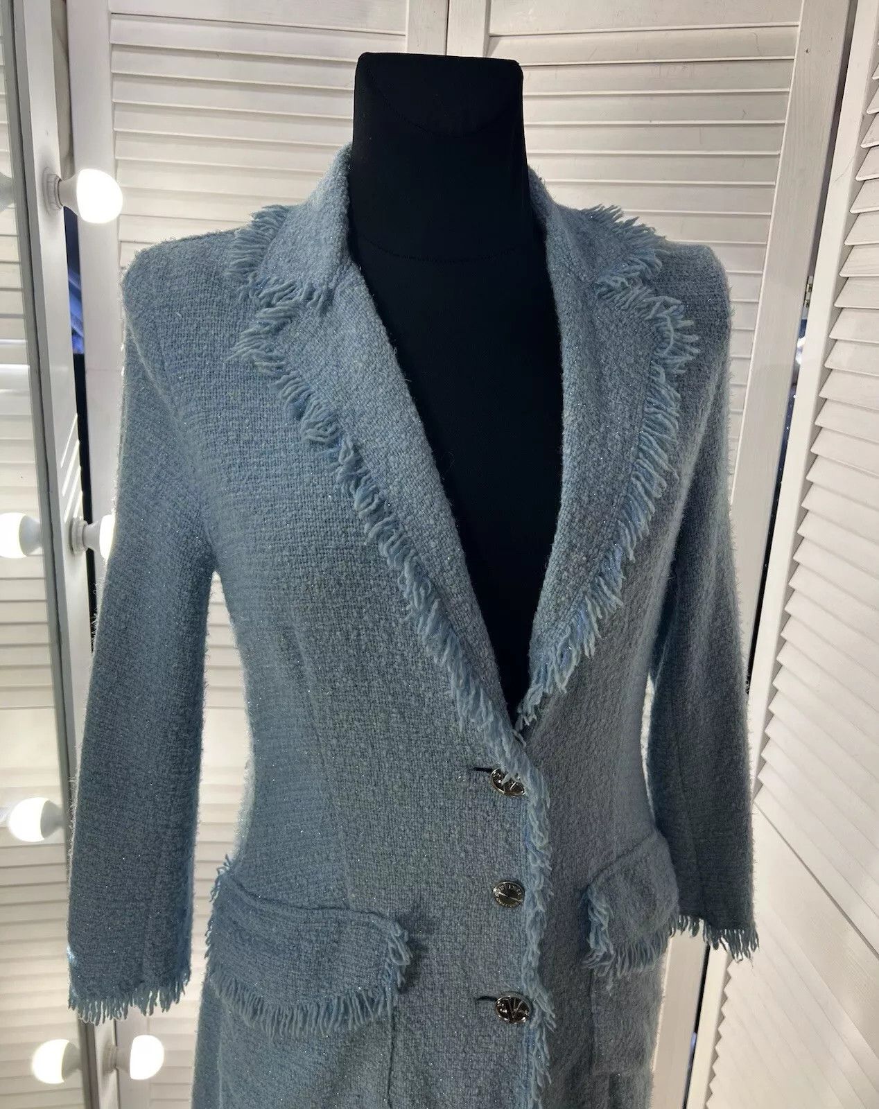 Versace Versace Rare Vintage Women’s Tweed Long Blazer Blue – Sz 40 Size S / US 4 / IT 40 - 5 Thumbnail