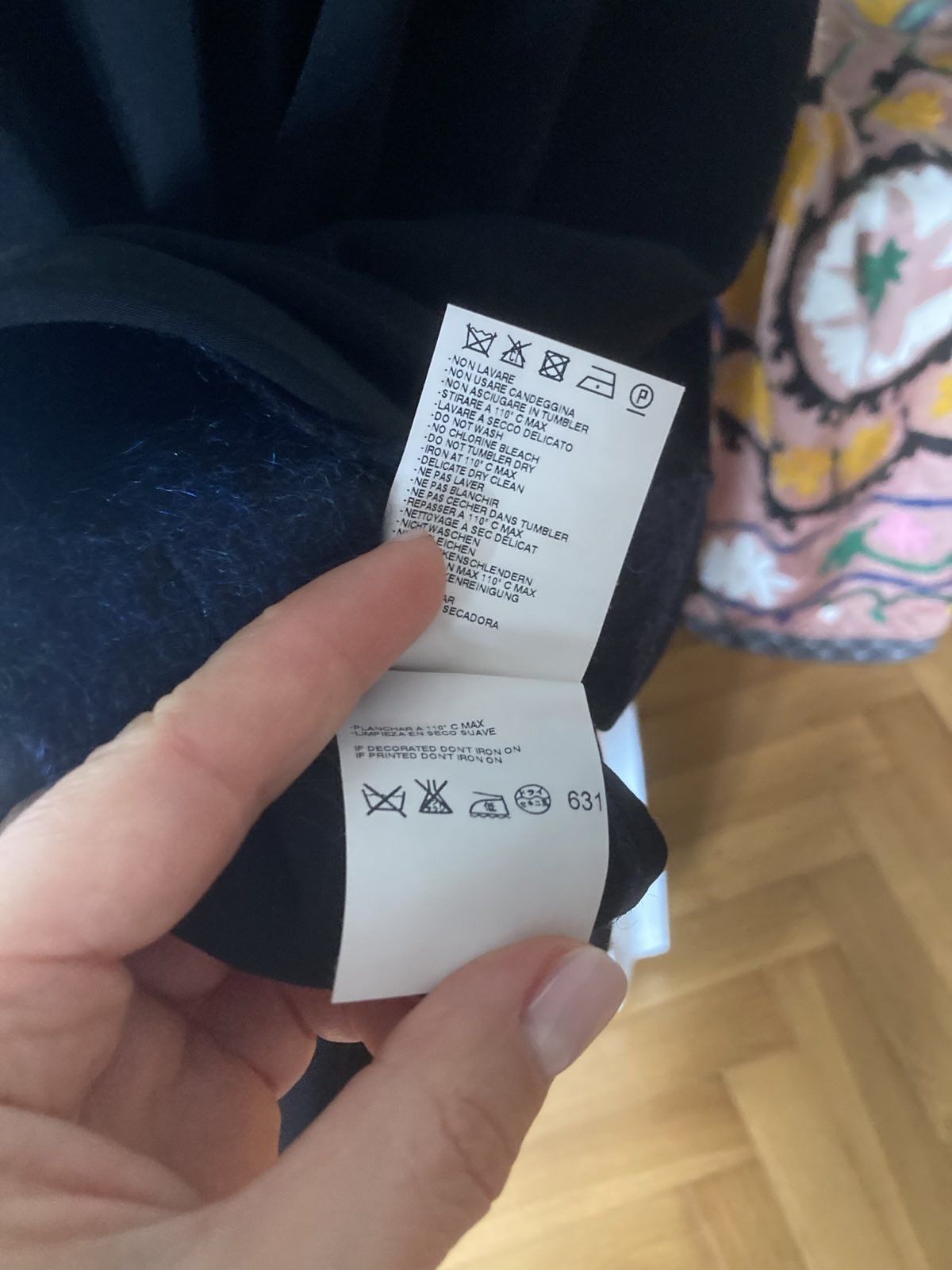 Maison Margiela Black cocktail dress with felt-wool dark blue trimming Size S / US 4 / IT 40 - 6 Thumbnail