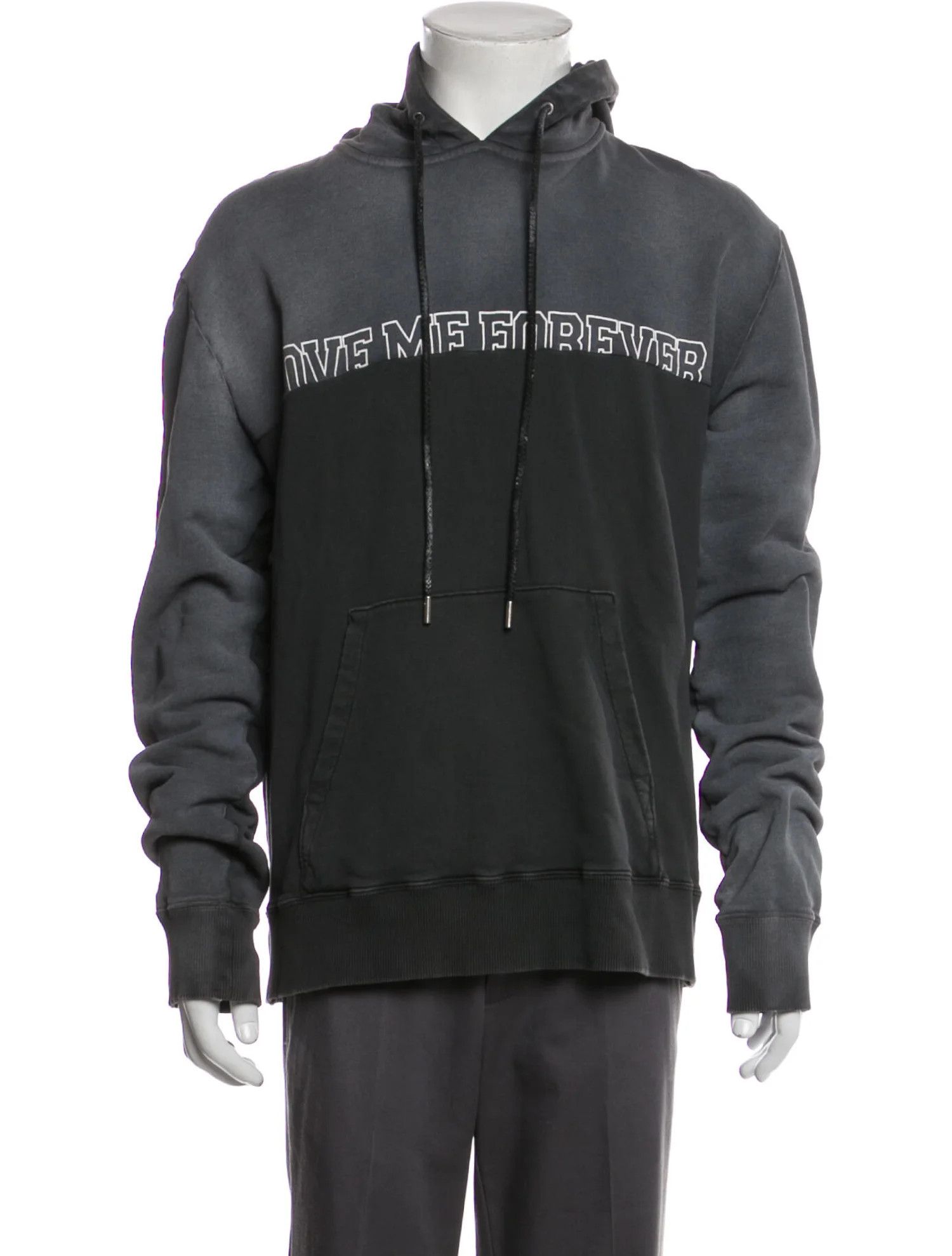 SAINT LAURENT Hoodie Sweater Print White Oversize Gray