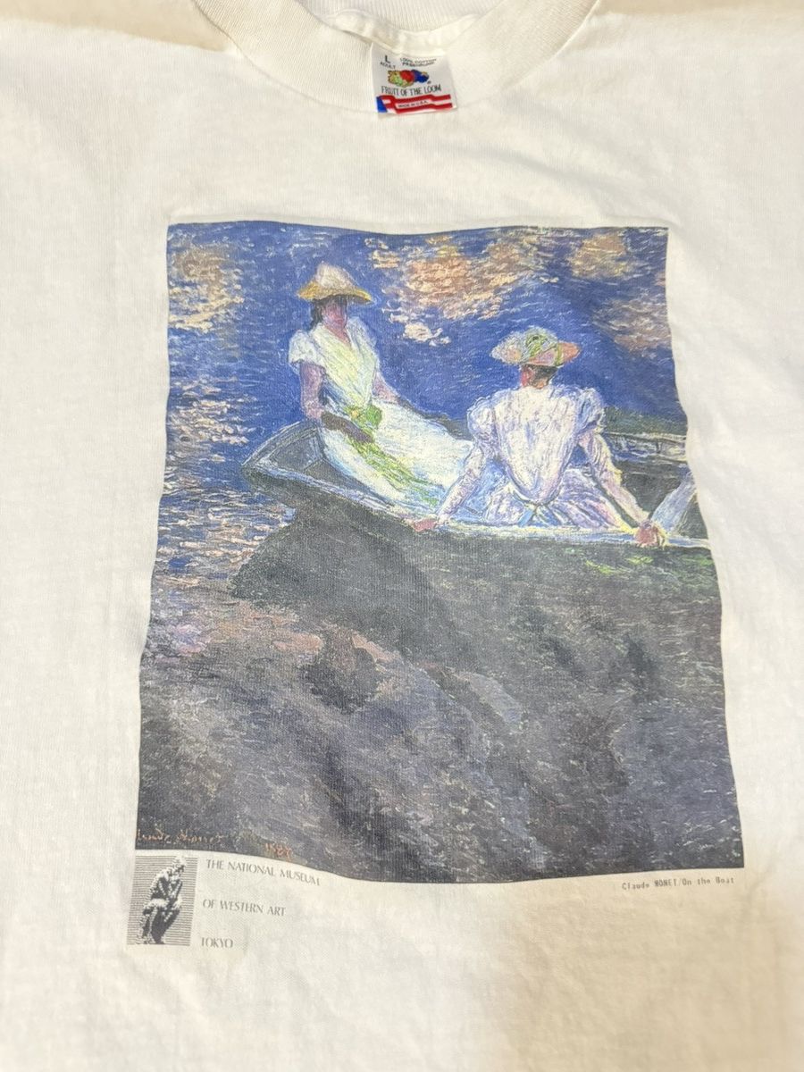 Vintage Vintage 90s Claude Monet On the Boat T-Shirt Art Size US L / EU 52-54 / 3 - 3 Thumbnail