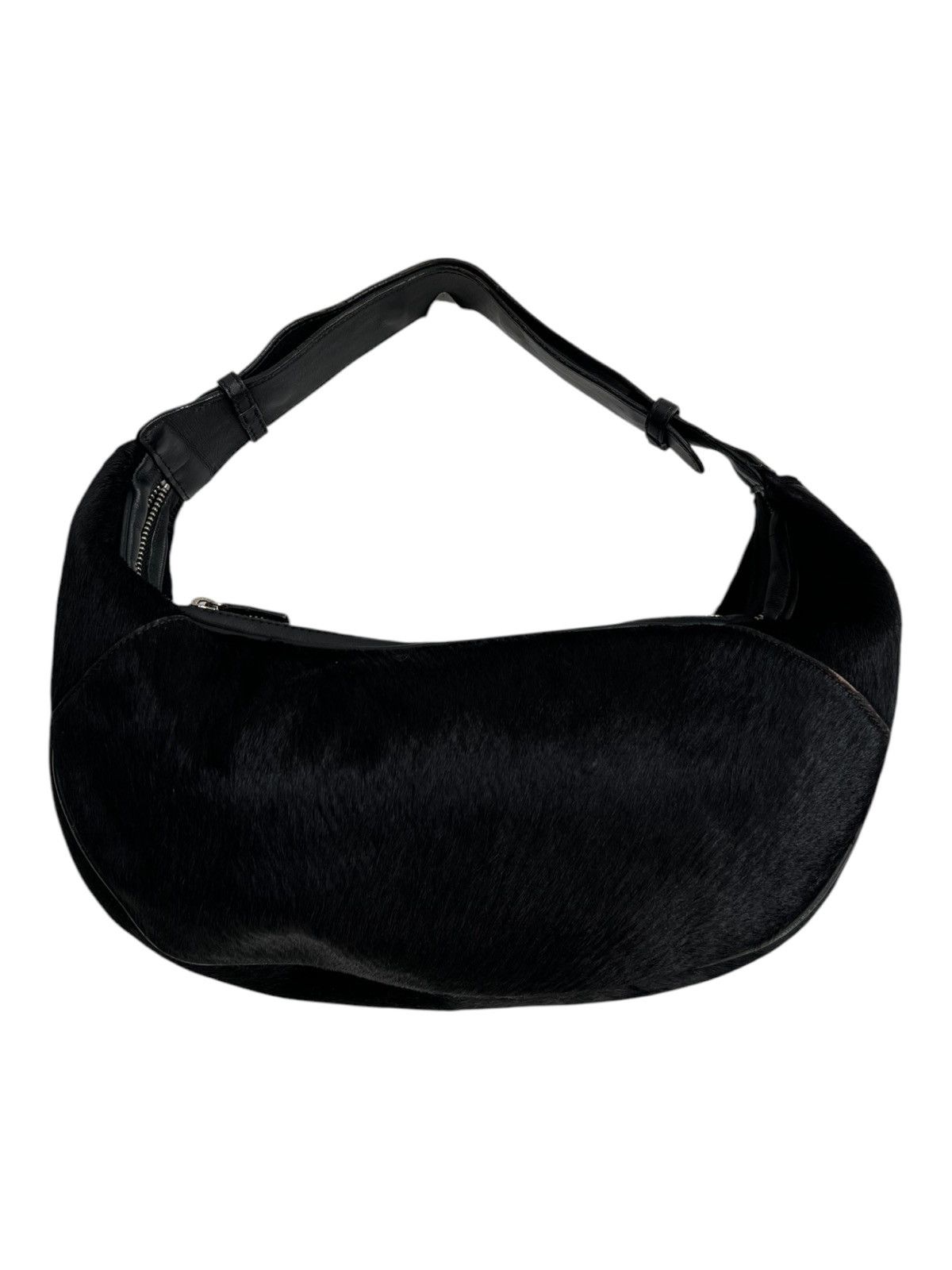 Roen Y2K Manu Atelier Pony Brush Leather Double Zip Gala Hobo Bag Size ONE SIZE - 5 Thumbnail