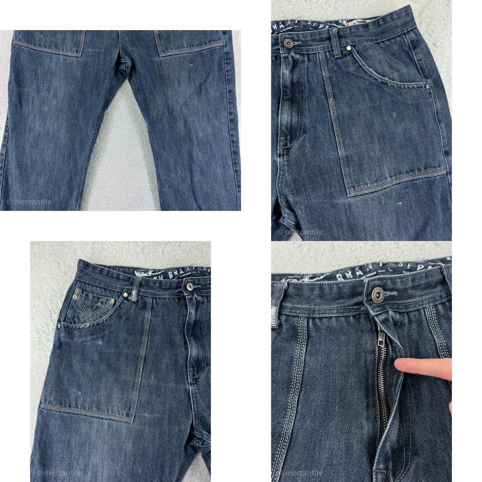 Phat Farm VINTAGE Phat Farm Jeans Men 40 Blue Denim Hip Hop Street Wear 5-Pocket Design Regular Straight Mid Rise 40 in Inseam 28 in Cotton Stretch Embroidered Size US 40 / EU 56 - 8 Thumbnail