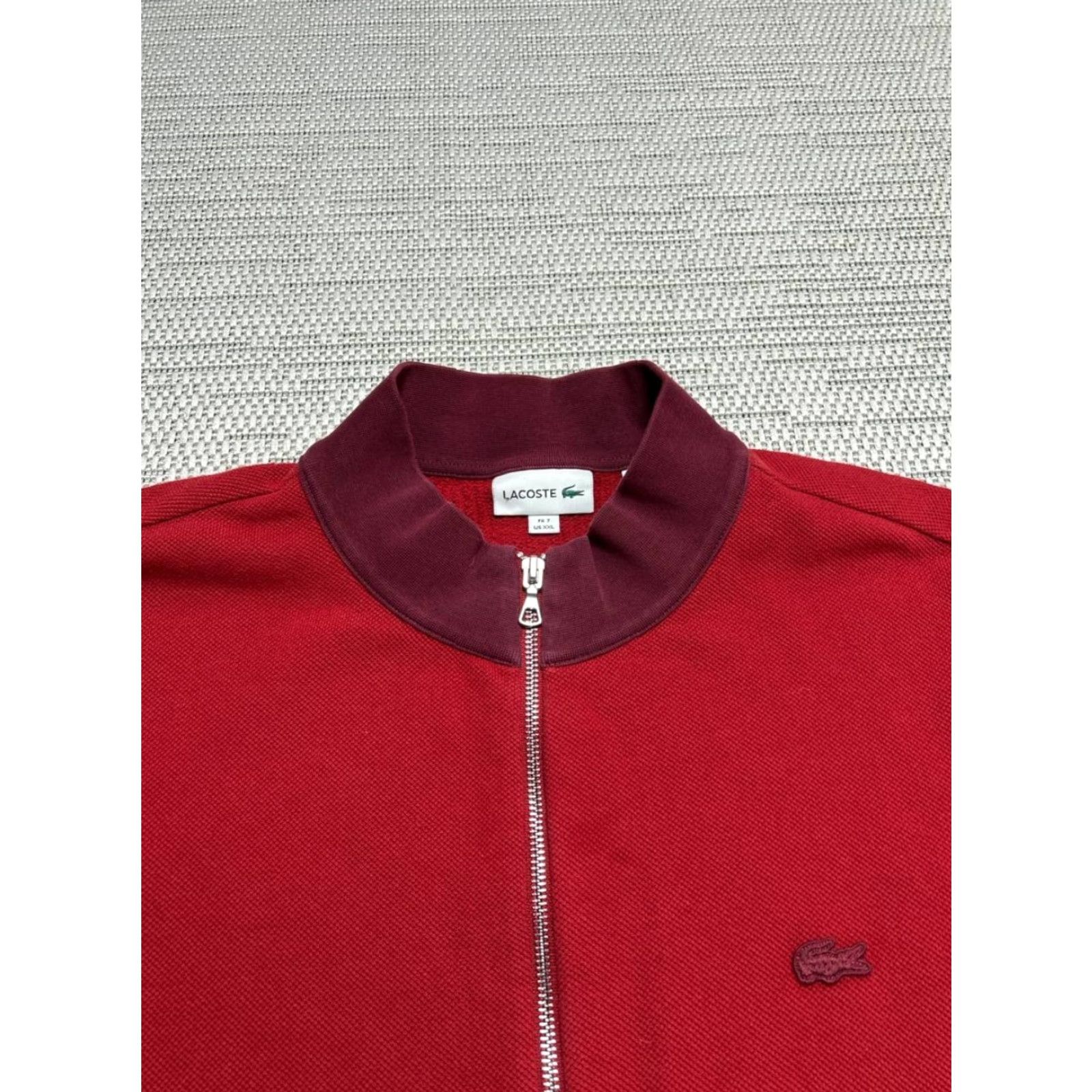 Lacoste Lacoste Jacket Mens XXL Red Cotton Textured Knit Colorblock Full Zip Training Jacket Size US XXL / EU 58 / 5 - 3 Thumbnail