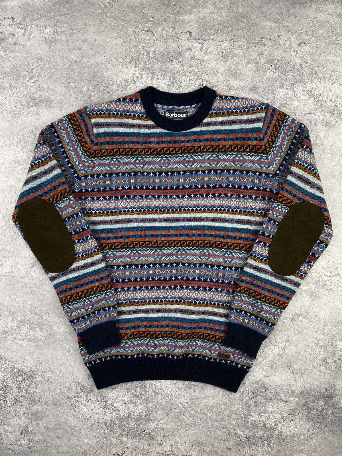 Barbour × Designer × Vintage Vintage Barbour Designer Aztec Wool Knitted Sweater Size US S / EU 44-46 / 1 - 2 Thumbnail