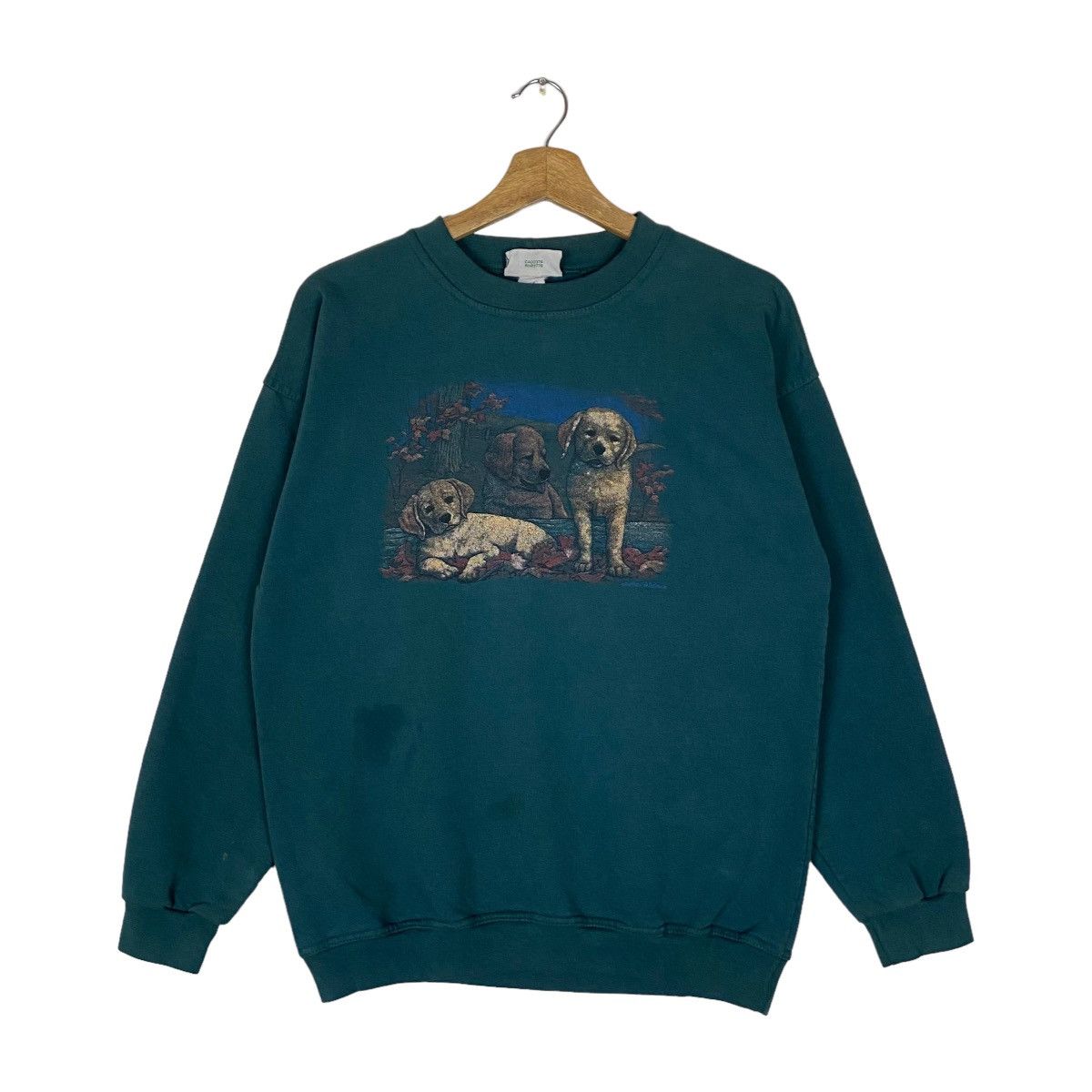 image of Vintage Northern Reflections Animal Graphic Pullover Jumper in Green, Men's (Size Medium)
