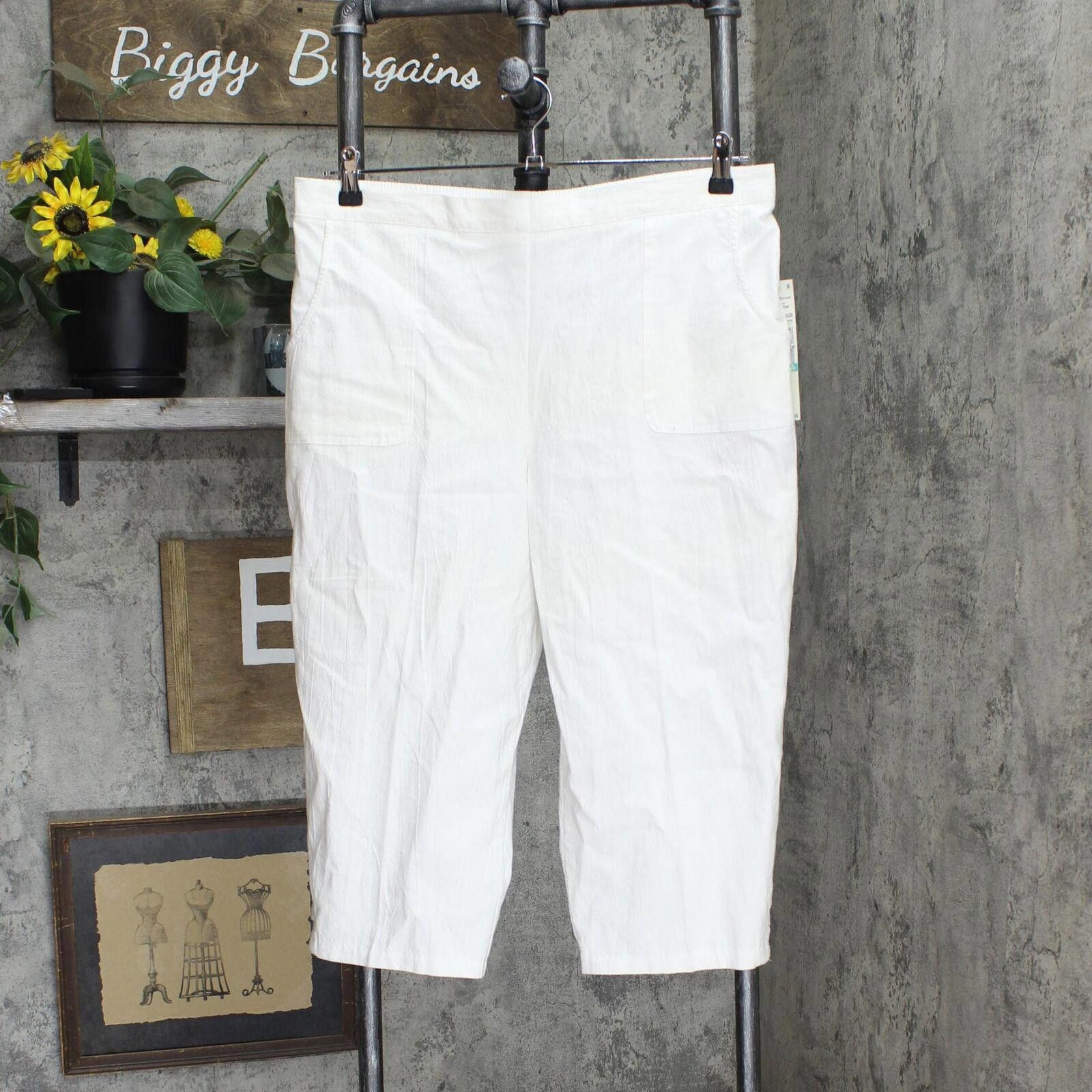 Designer NWT Alfred Dunner Womens Strap Capri Pants 23902TR 16P White Size 38" / US 16 / IT 52 - 1 Thumbnail