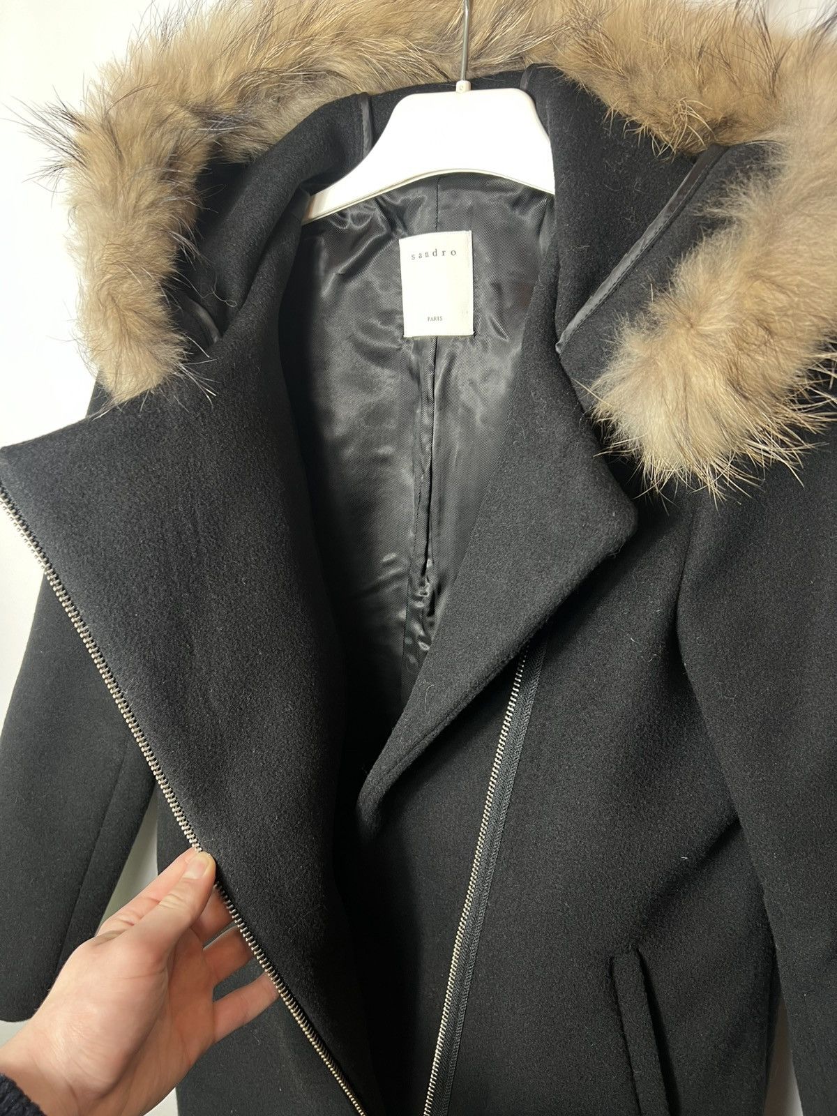 Sandro Luxury designer Sandro Faux Fur Woole Coat Size Fr 38 Size S / US 4 / IT 40 - 6 Thumbnail