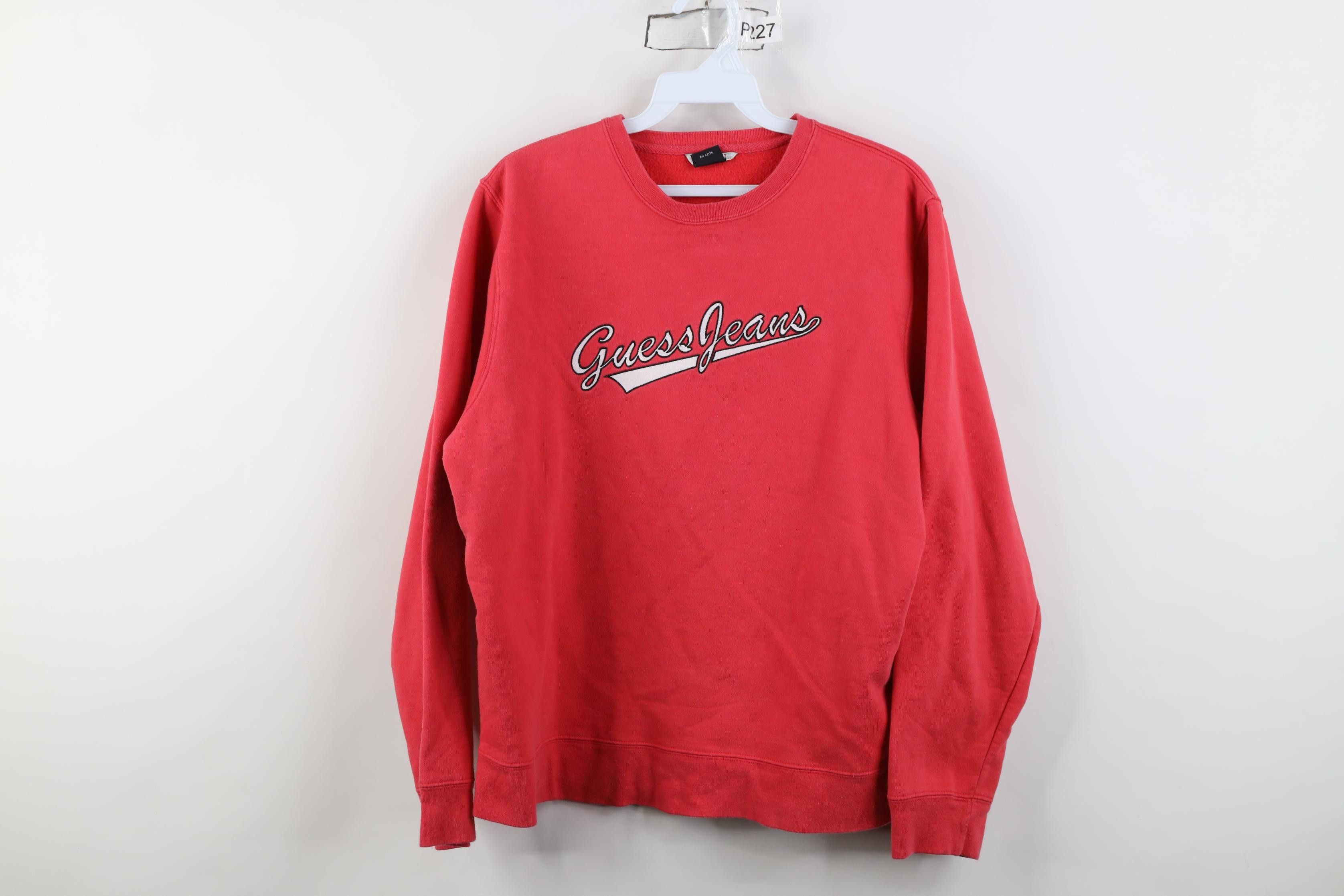 Guess Vtg 90s Y2K Guess Jeans Script Crewneck Sweatshirt Pink Size L / US 10 / IT 46 - 1 Thumbnail