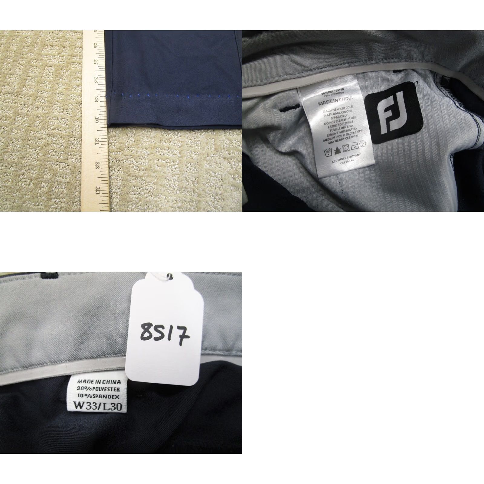 Footjoy FootJoy Pants Men 33x30 Blue Chino Golf Performance Relaxed Straight Front Pockets Logo Casual Sports 33 in Regular Color: Blue Mens Size US 33 - 8 Thumbnail