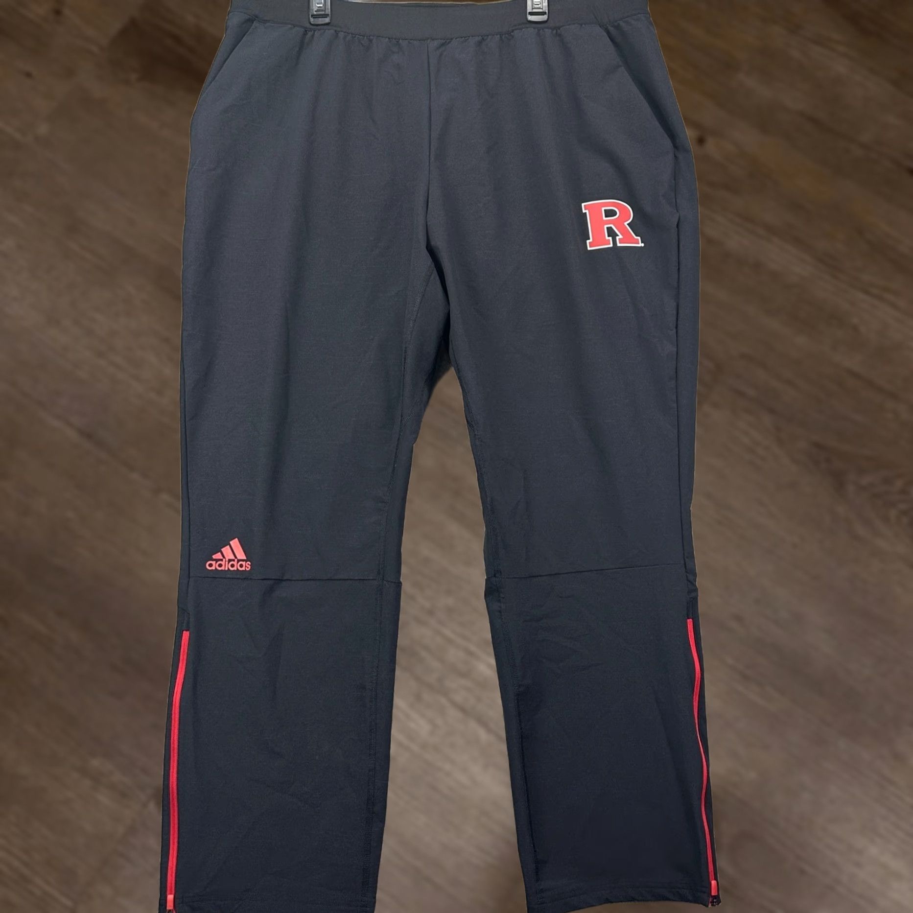 Adidas adidas Sweatpants Men's 3XL Black Rutgers Scarlet Knights Nylon Blend Pull On Logo Adidas Sweatpants Size US 39 - 1 Thumbnail