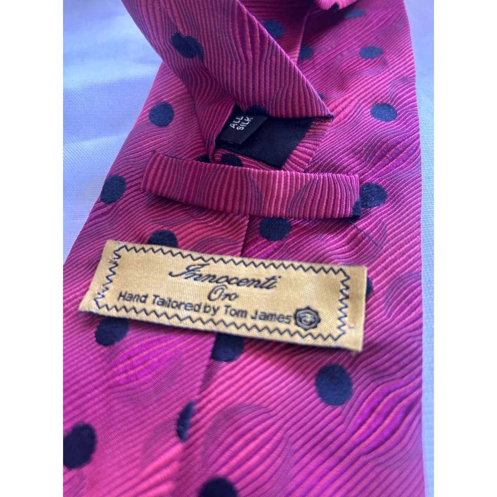 Vintage VINTAGE Tom James Neck Tie All Silk Plum Blk Polka Dot Men’s Tie 58”L x 3.75”W Size ONE SIZE - 7 Thumbnail
