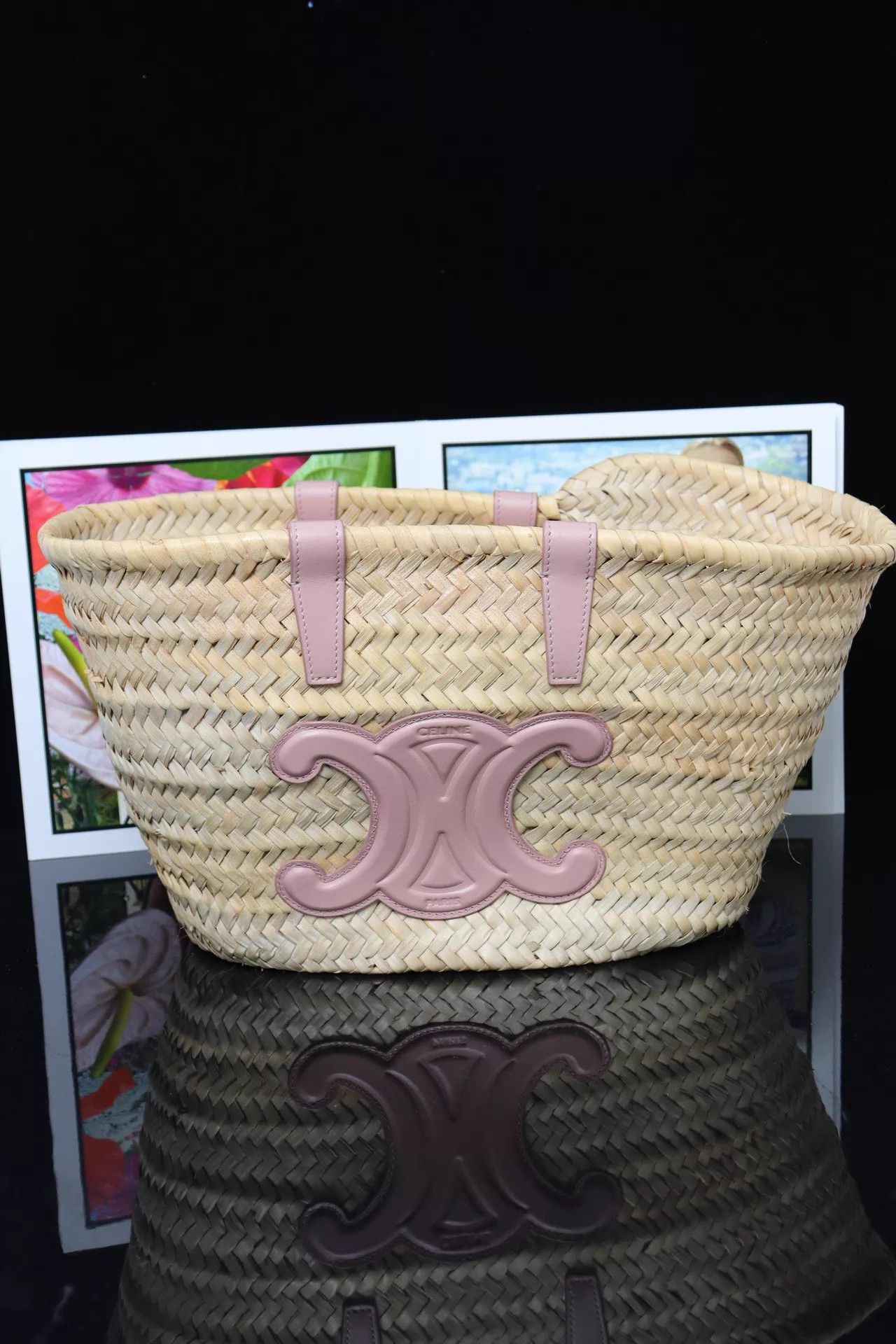 Celine Celine Straw Basket Bag Pink 26x19.5x14 Size ONE SIZE - 1 Thumbnail