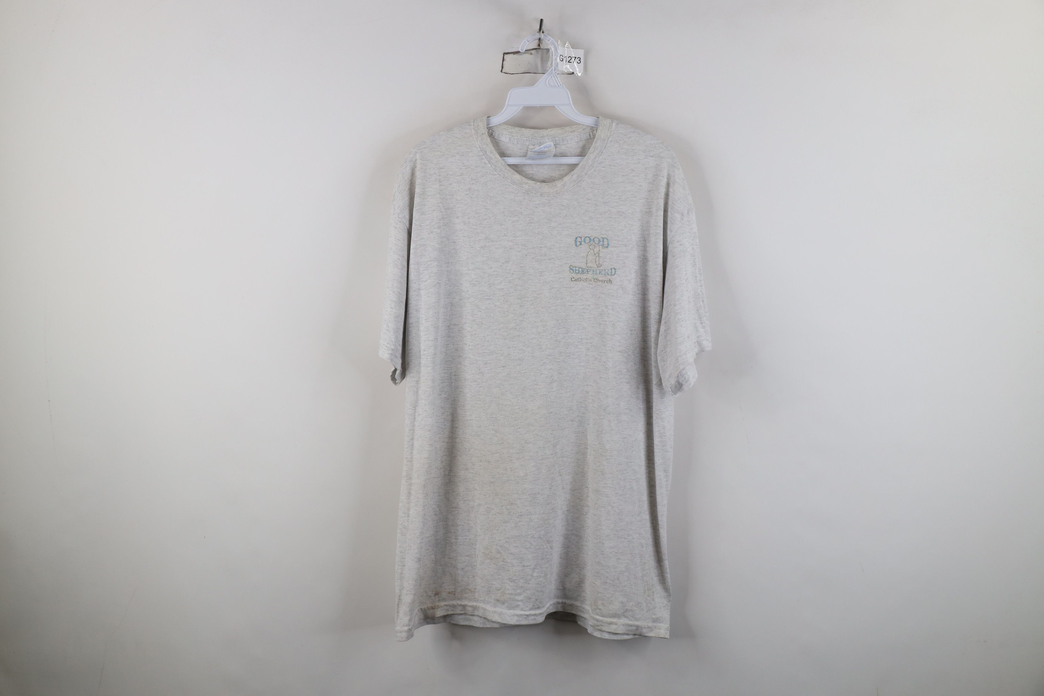 Vintage Vintage 90s Spell Out Good Shepherd Catholic Church T-Shirt Size US L / EU 52-54 / 3 - 1 Thumbnail