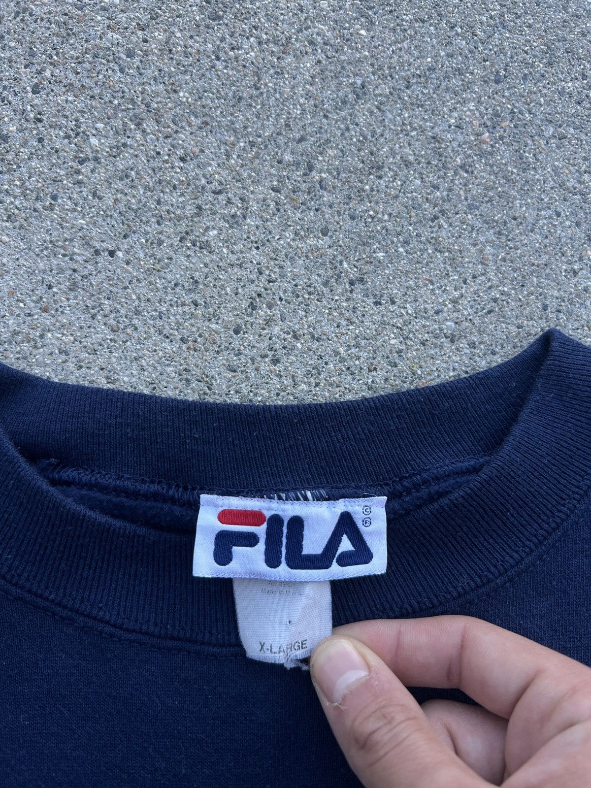 Fila × Vintage Vintage 1990s FILA Navy/Red Embroidered Sweatshirt Size XL Size US L / EU 52-54 / 3 - 3 Thumbnail