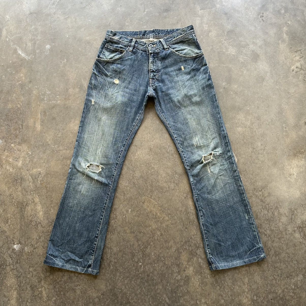 Japanese Brand Vintage Tete Homme Distressed Faded Denim Jean Pant W30 Size US 30 / EU 46 - 1 Thumbnail