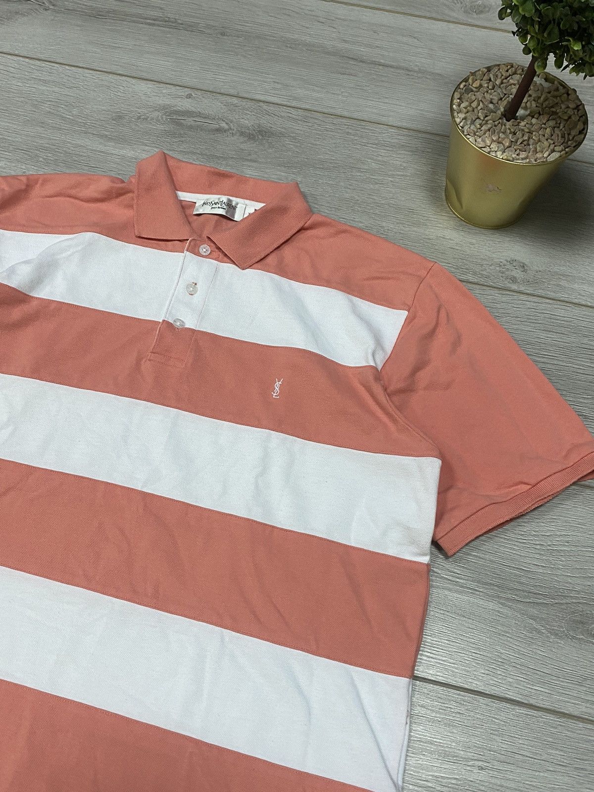 Yves Saint Laurent Yves Saint Laurent vintage striped small logo YSL polo Size US XL / EU 56 / 4 - 2 Thumbnail