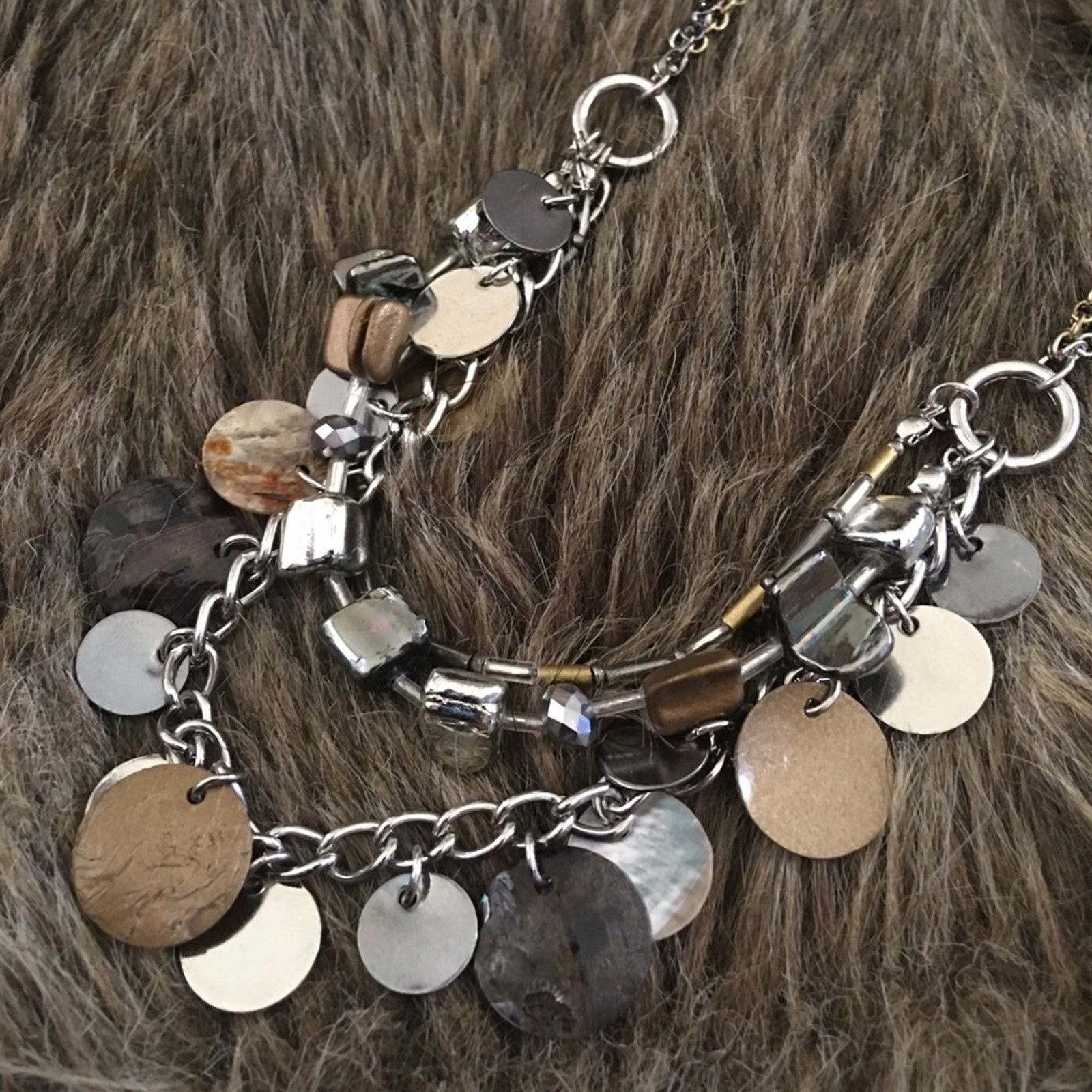 Jewelry Gold/silver/chrome tone multi strand necklace Size ONE SIZE - 6 Thumbnail