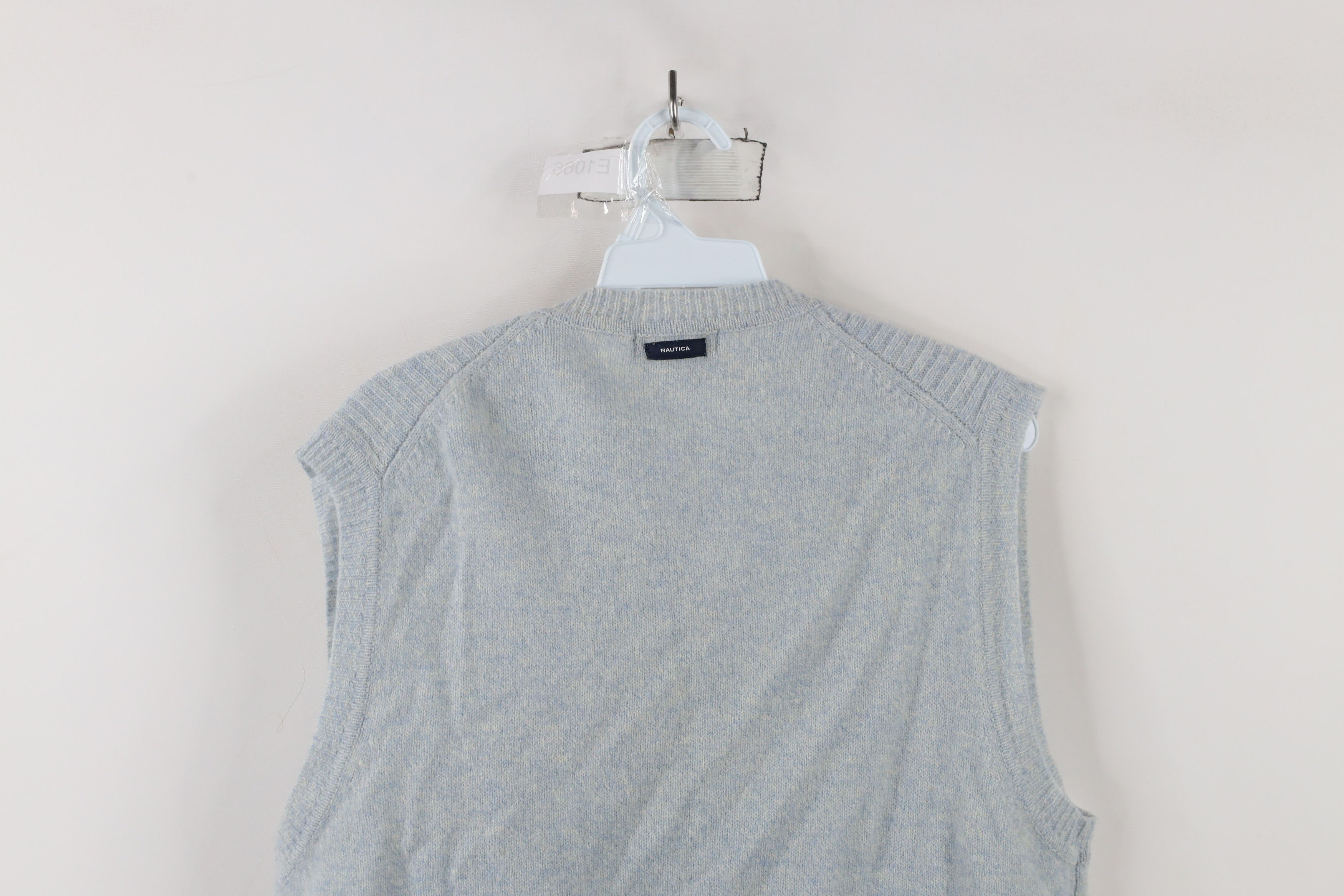 Nautica × Vintage Vintage 90s Nautica Wool Knit V-Neck Sweater Vest Light Blue Size US L / EU 52-54 / 3 - 8 Thumbnail