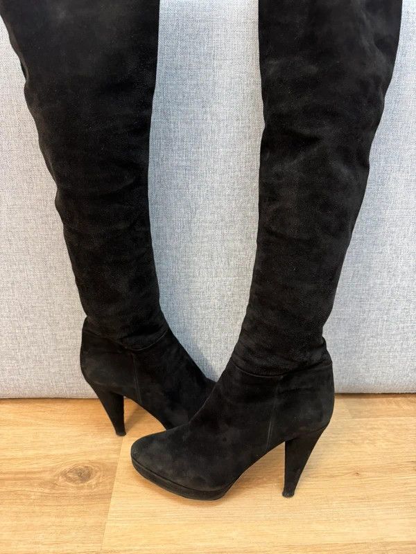 Prada Prada Milano Suede High Boots Heels Black size 38,5 Size US 7.5 / IT 37.5 - 1 Thumbnail