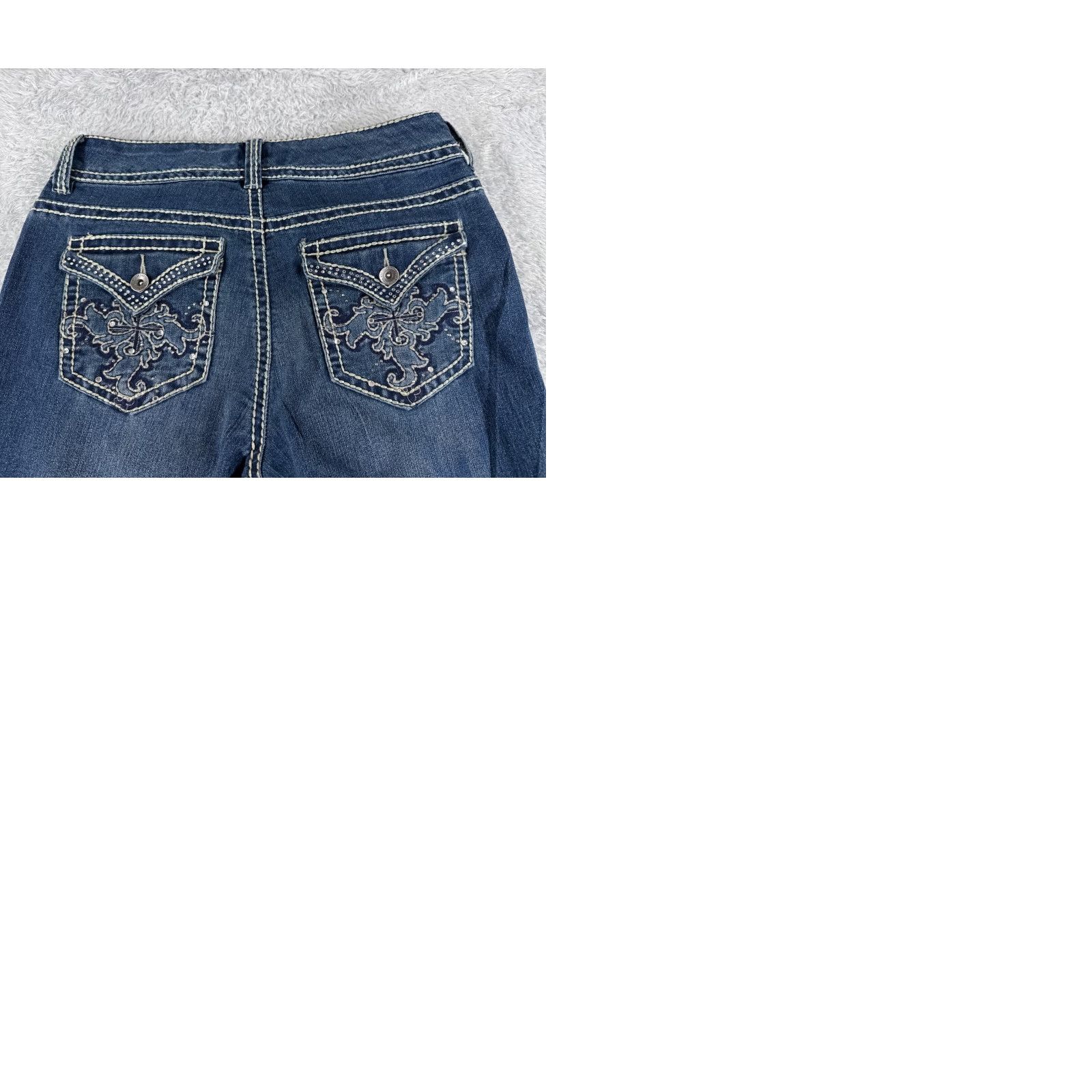 Nine West VINTAGE Nine West Pants Womens 6 Blue Denim Jeans Bootcut NW Embroidered Cotton 28x31 Size 28" / US 6 / IT 42 - 10 Thumbnail