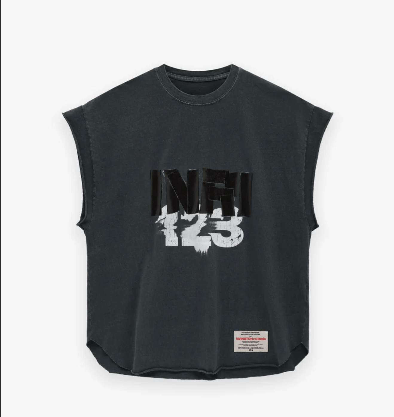 image of Fear Of God Rrr 123 Inri Cut Off Tee Black in Vintage Black, Men's (Size XL)