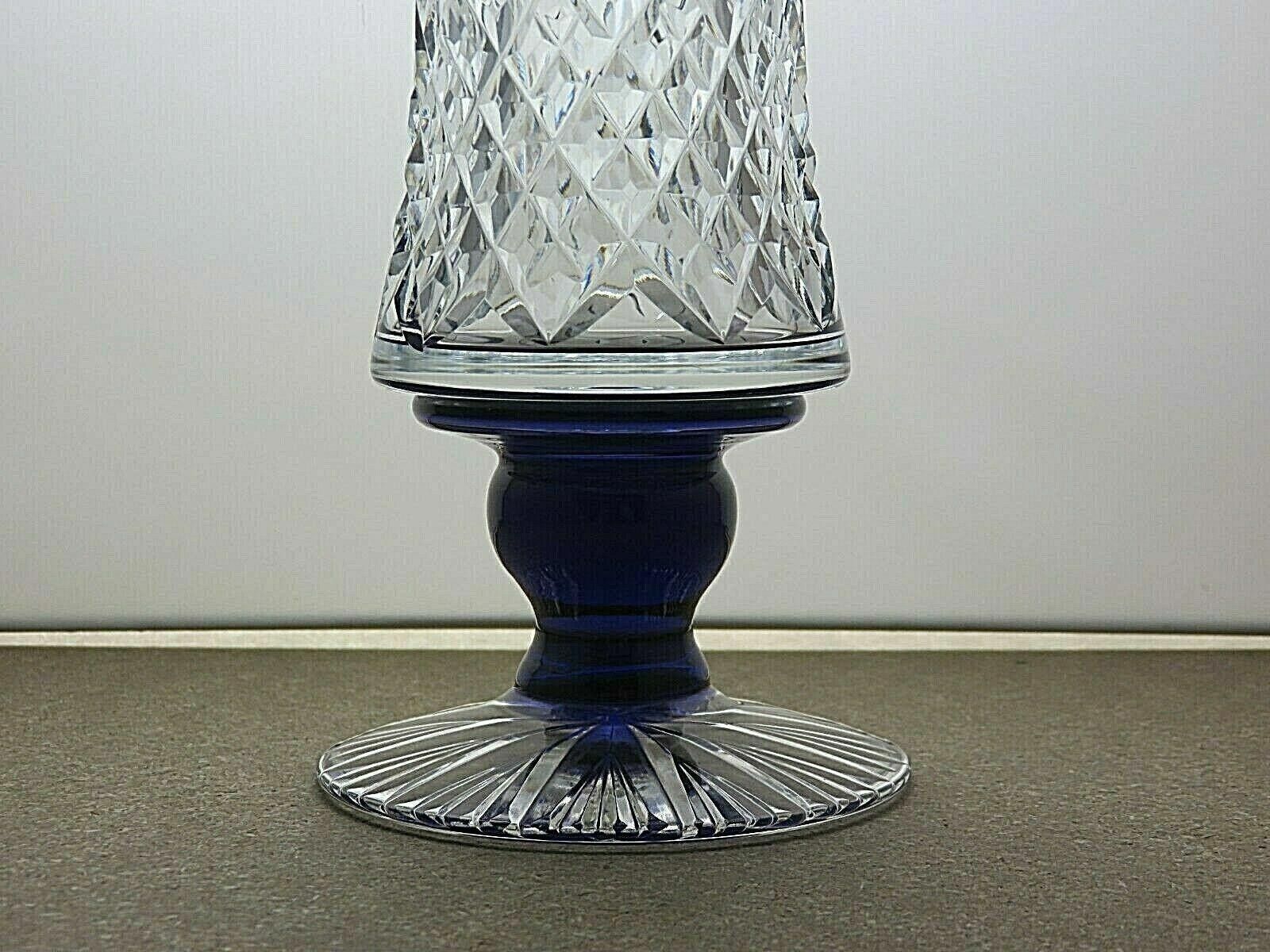 Poeme Bohemien Vintage Rare Crystal Cobalt Blue Stem Glass Vase 8 1/2" Size ONE SIZE - 5 Thumbnail