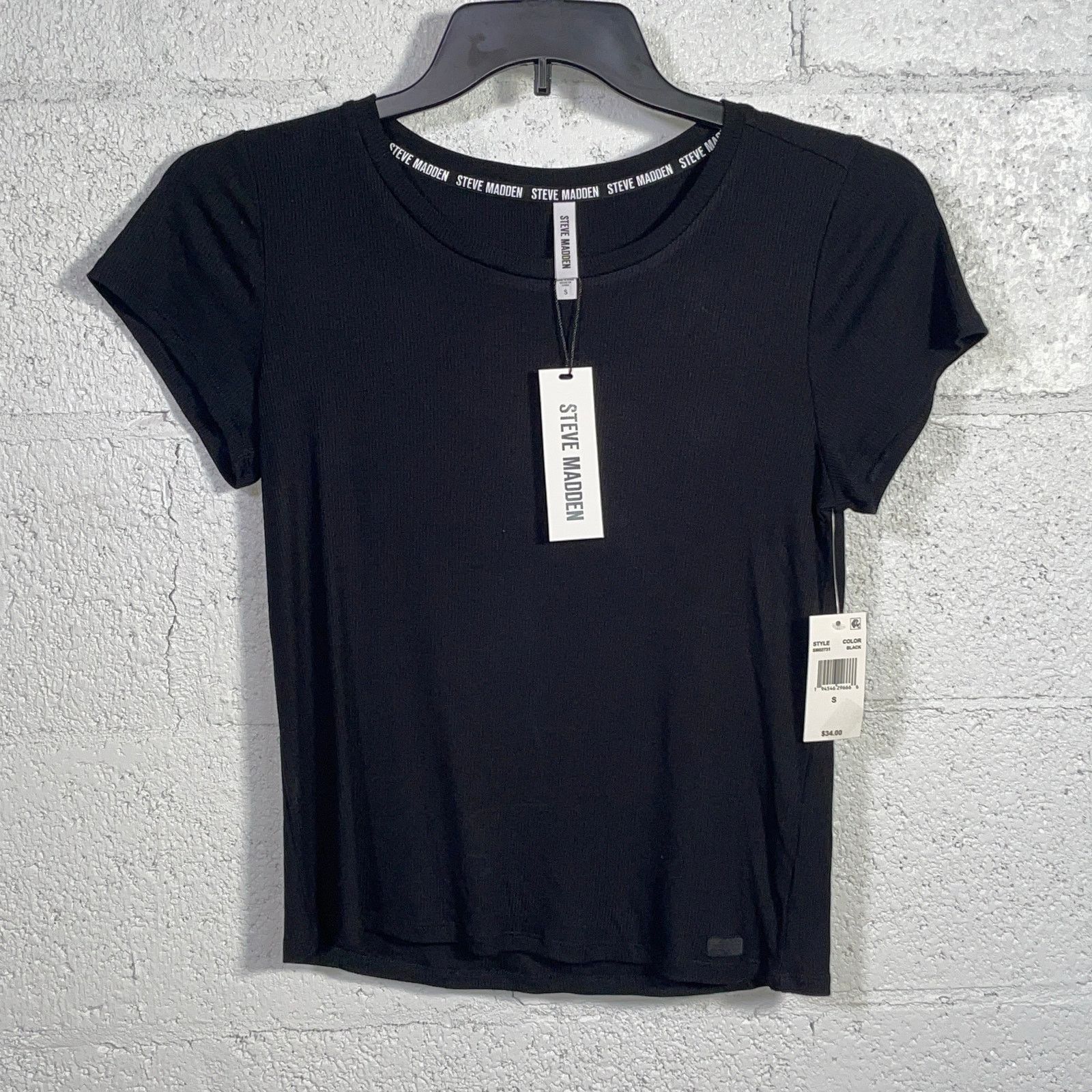 Steve Madden Steve Madden Women's Ribbed Baby Sleep Tee black Small Size 27" / US 4 / IT 40 - 1 Thumbnail