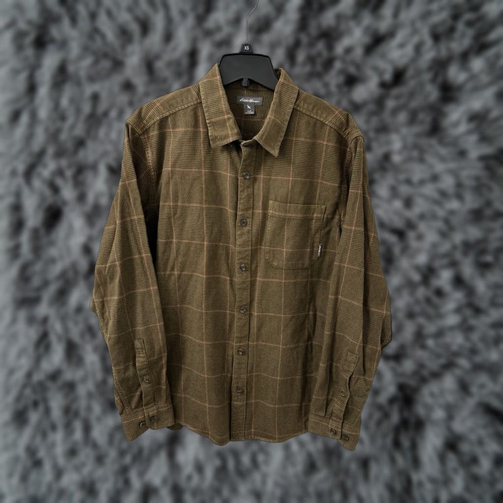 Eddie Bauer Eddie Bauer Button-Up Shirt Mens L Brown Plaid Houndstooth Flannel Long Sleeve Size US L / EU 52-54 / 3 - 1 Thumbnail