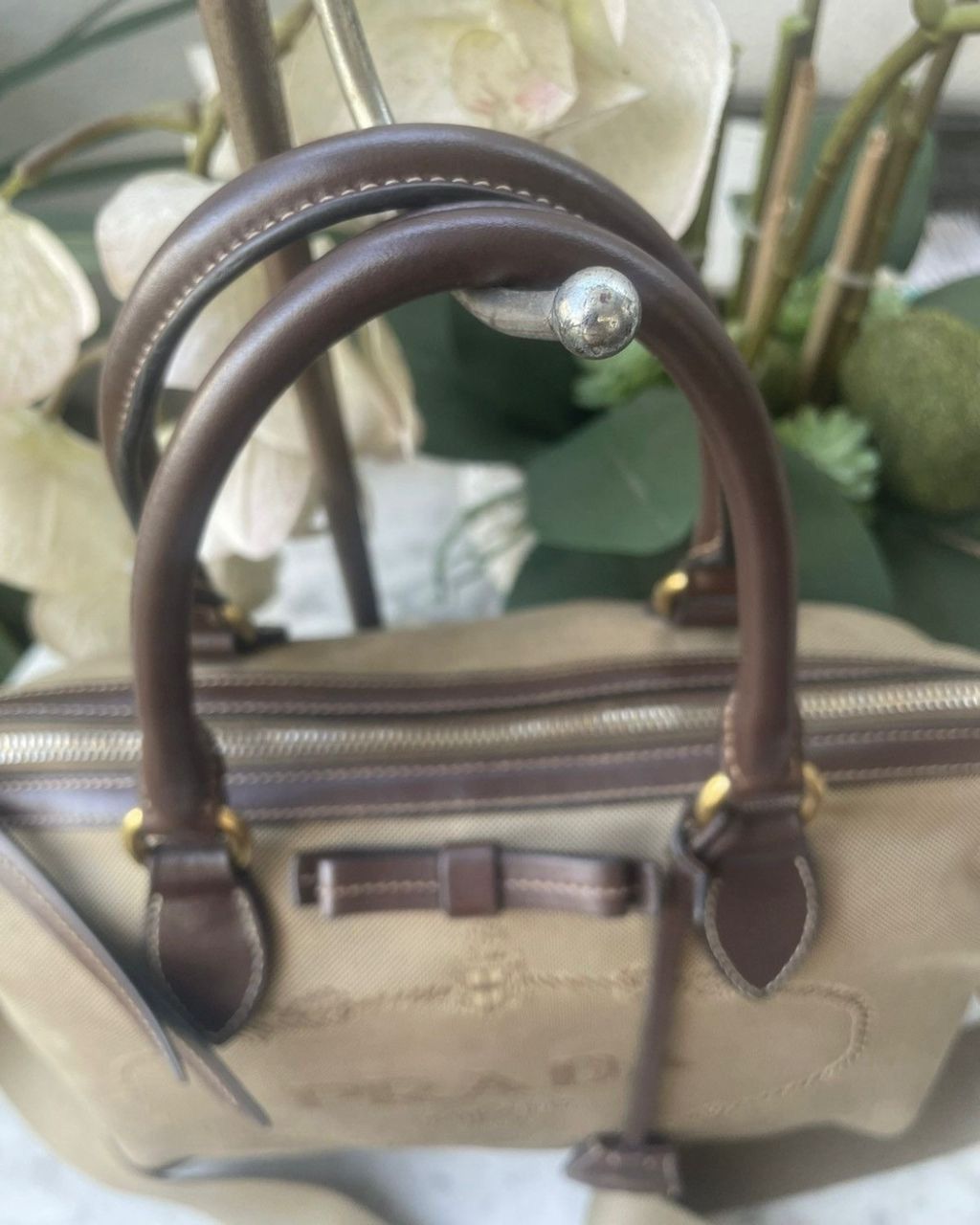 Prada Authentic PRADA Logo Jaquard Canvas Shoulder Bag Size ONE SIZE - 3 Thumbnail