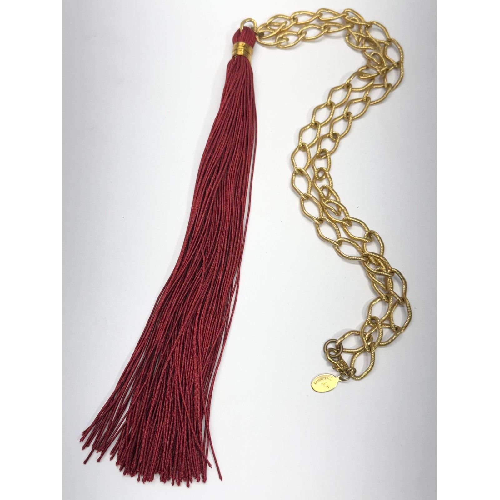 Vintage Burgundy red tassel long gold chain necklace Size ONE SIZE - 1 Thumbnail