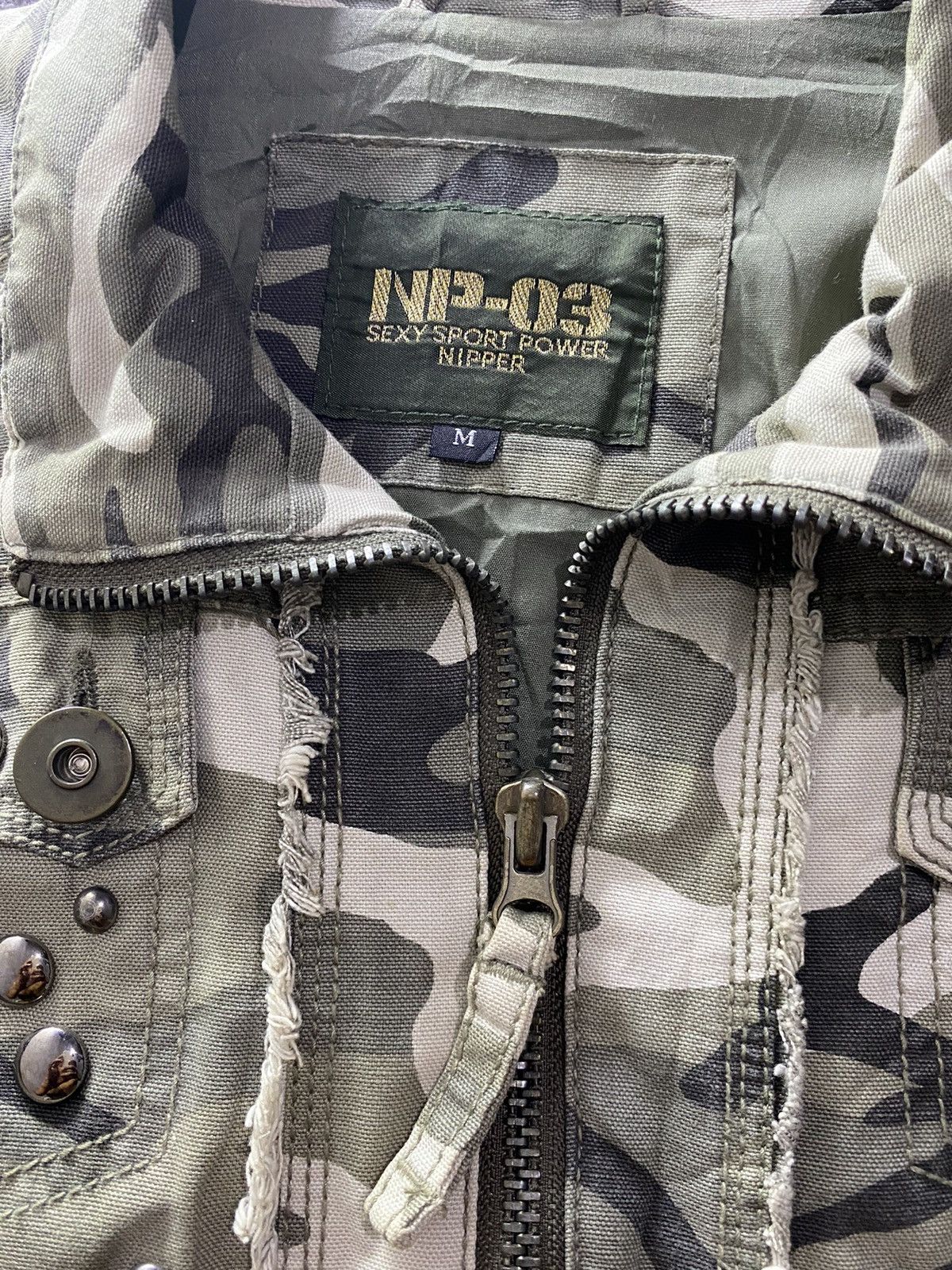 If Six Was Nine × Japanese Brand × Le Grande Bleu (L.G.B.) 2000s nipper studed distressed camo jacket goa style Size US M / EU 48-50 / 2 - 11 Thumbnail