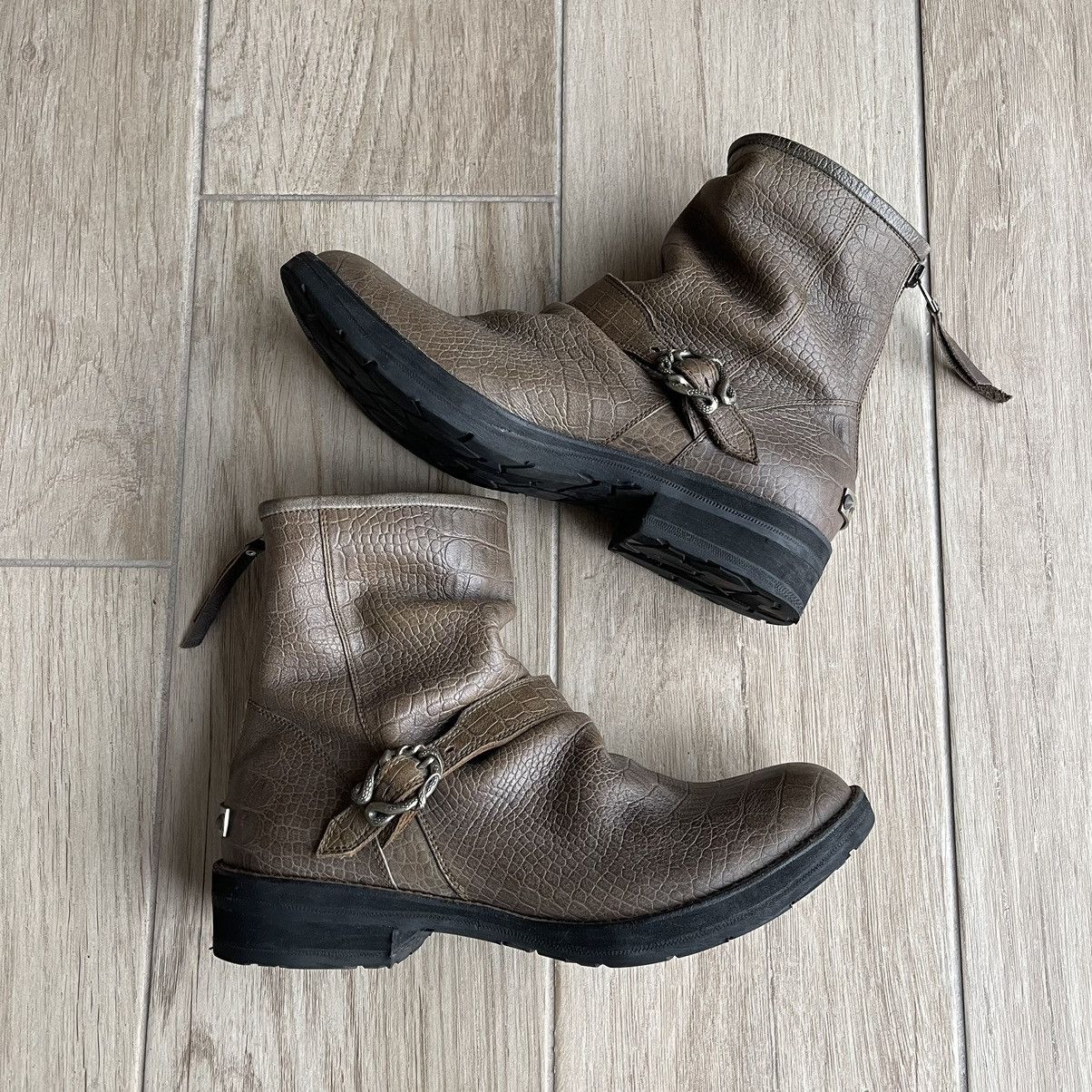 14th Addiction Back Zip Serpent Buckle Croc Leather Granvill Engineer Boots Size US 9.5 / EU 42-43 - 2 Thumbnail