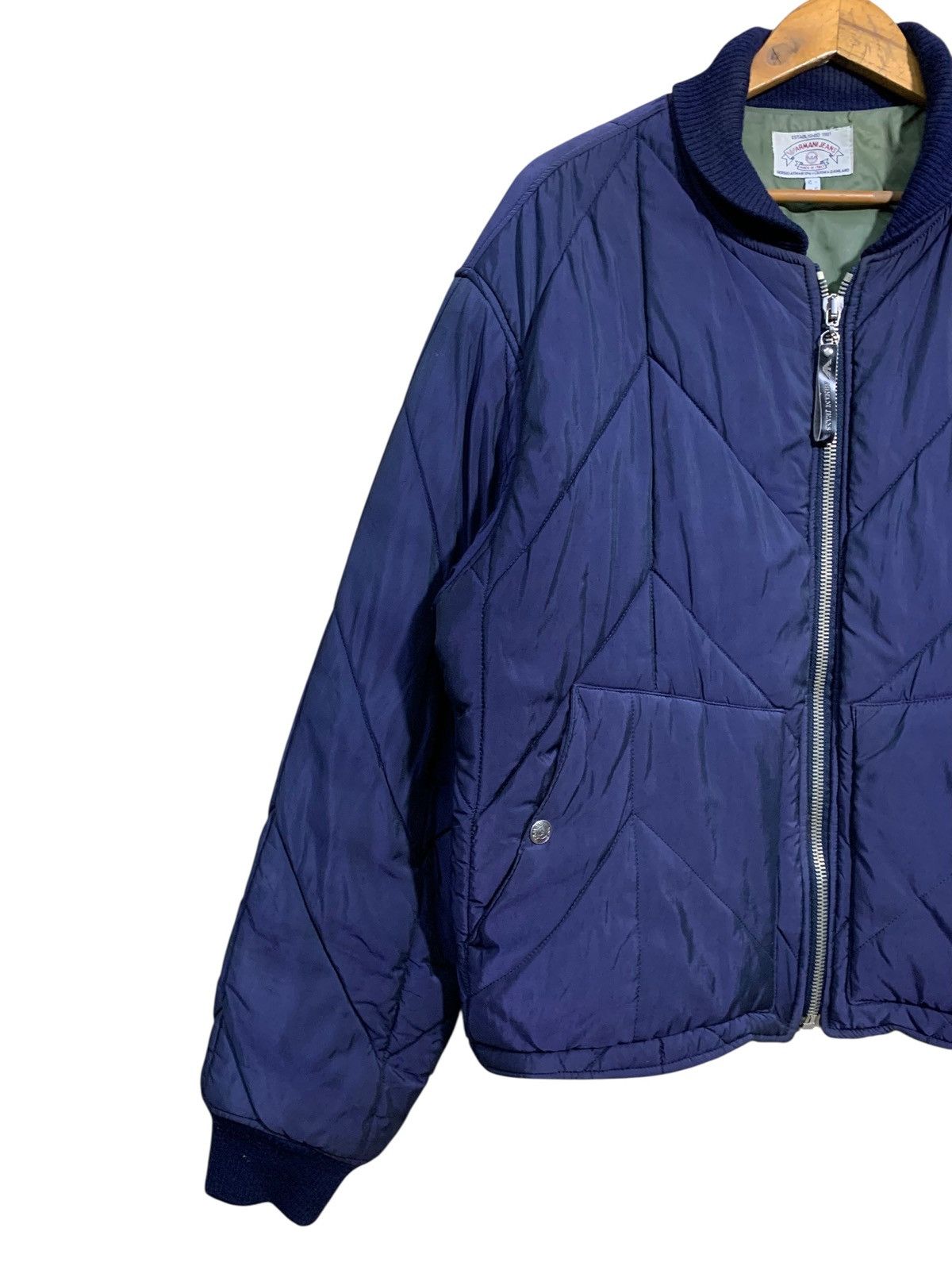 Armani 🔥VTG ARMANI JEANS QUILTED BOMBER JACKETS BLUE Size US L / EU 52-54 / 3 - 2 Thumbnail