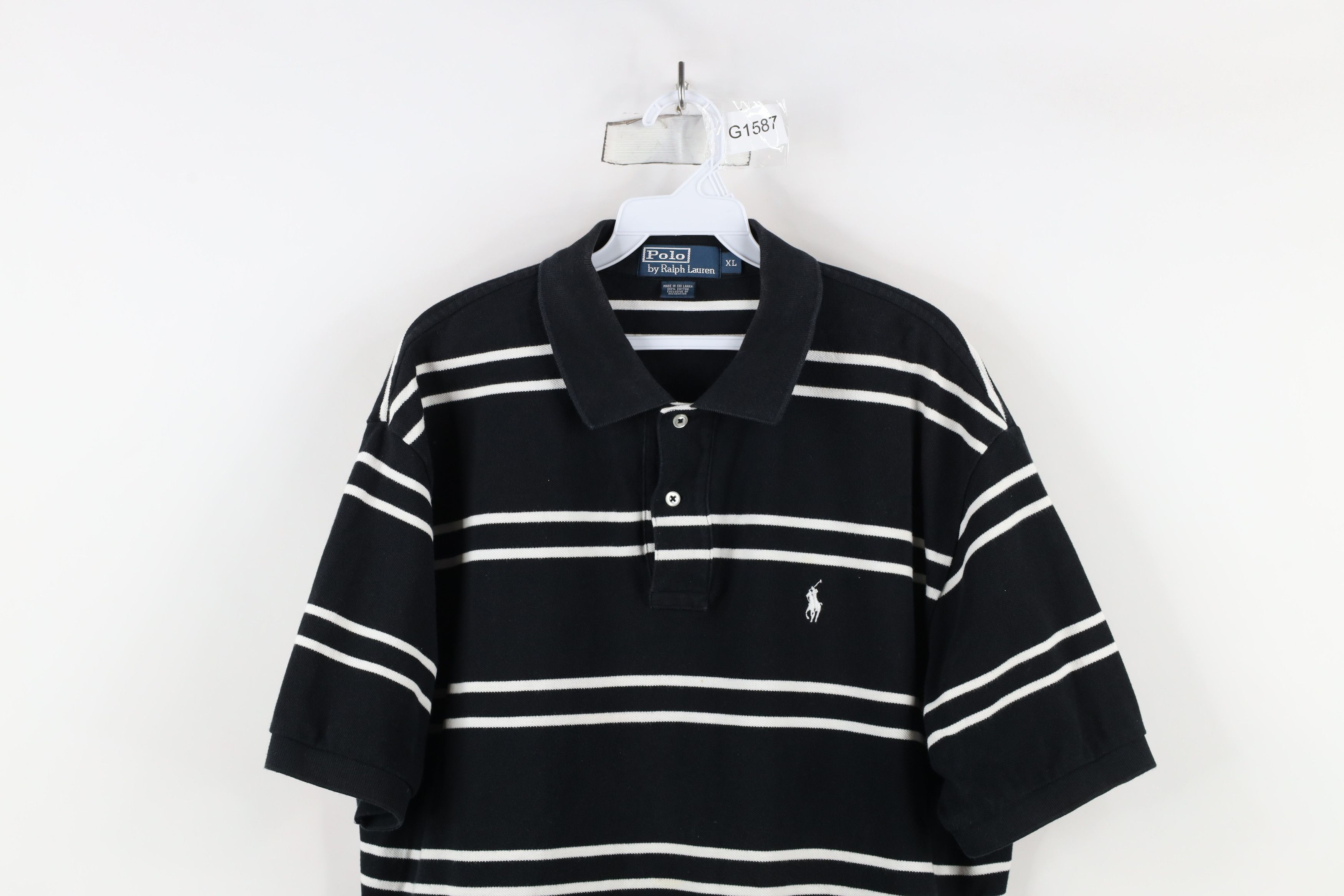 Ralph Lauren × Vintage Vintage 90s Ralph Lauren Short Sleeve Polo Shirt Black Size US XL / EU 56 / 4 - 2 Thumbnail