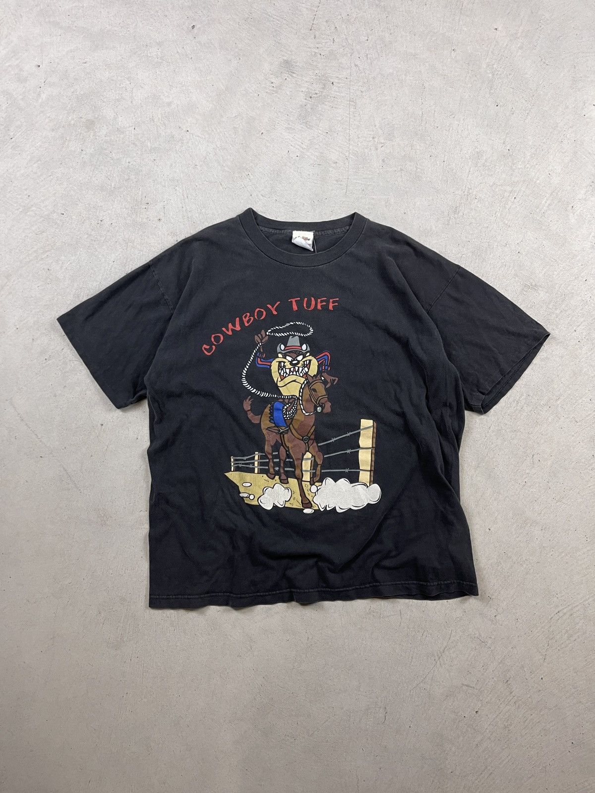 Vintage 1990s Taz Cowboy Black Tee Size US XL / EU 56 / 4 - 1 Thumbnail