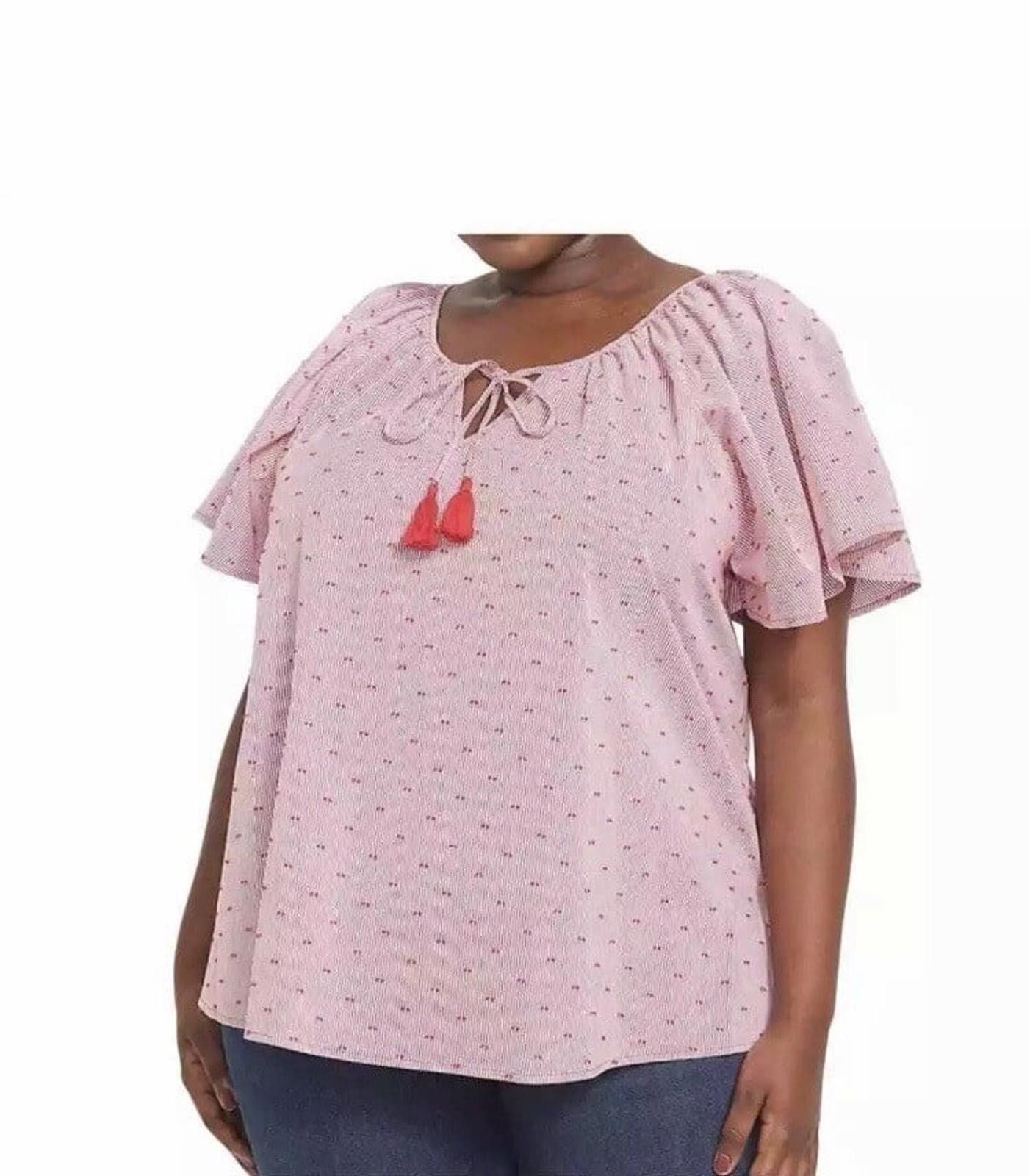 Other Lane Bryant Plus Size 22-/24 Red Striped Blouse with Tassels Size XXL / US 16-18 / IT 52-54 - 1 Thumbnail