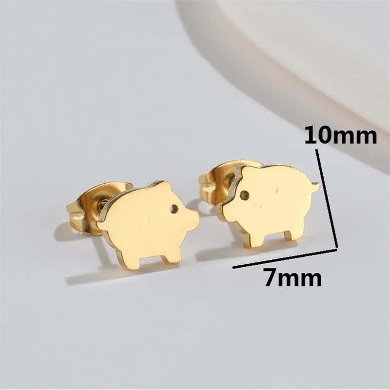 Jewelry Pig Mini Stud Earrings Charm Earring Gift Size ONE SIZE - 2 Thumbnail