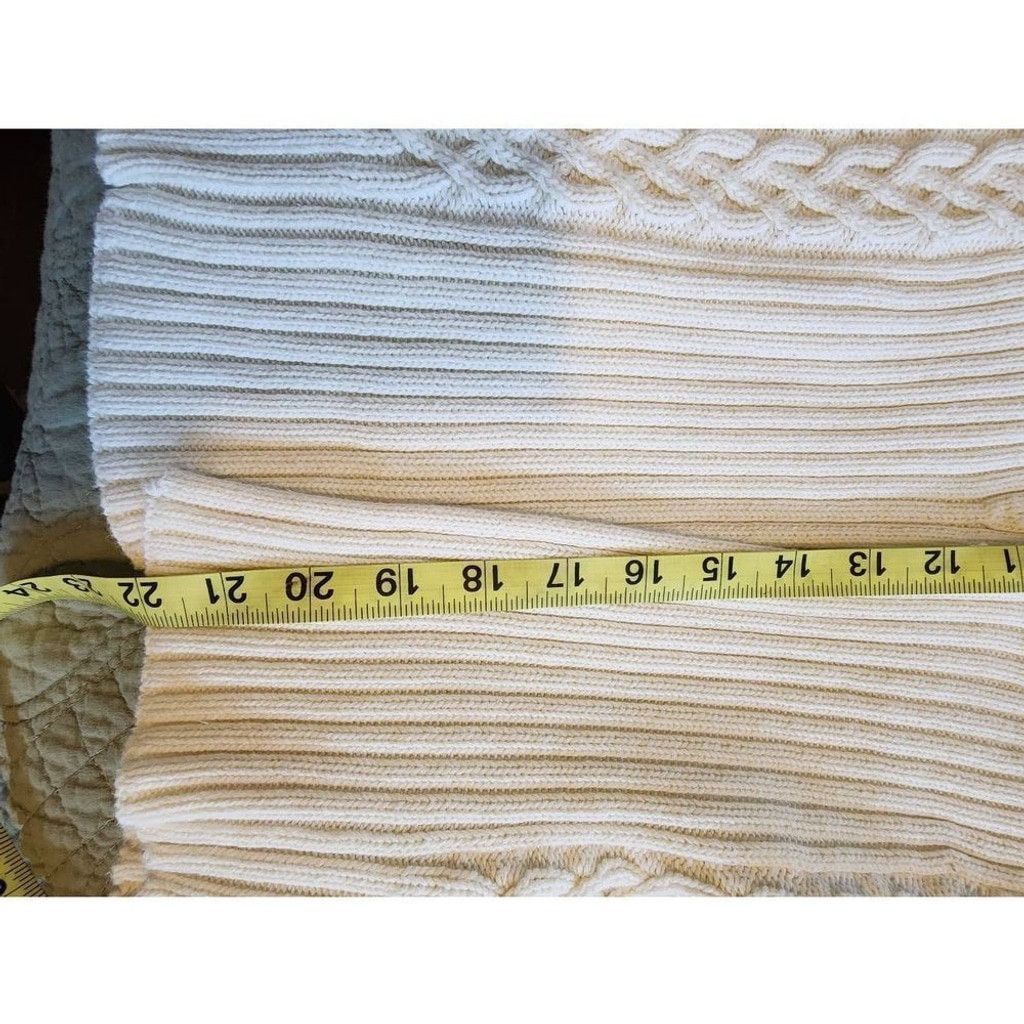 Chaps Chaps White Ribbed Fuzzy Sweater Size XL / US 12-14 / IT 48-50 - 8 Thumbnail