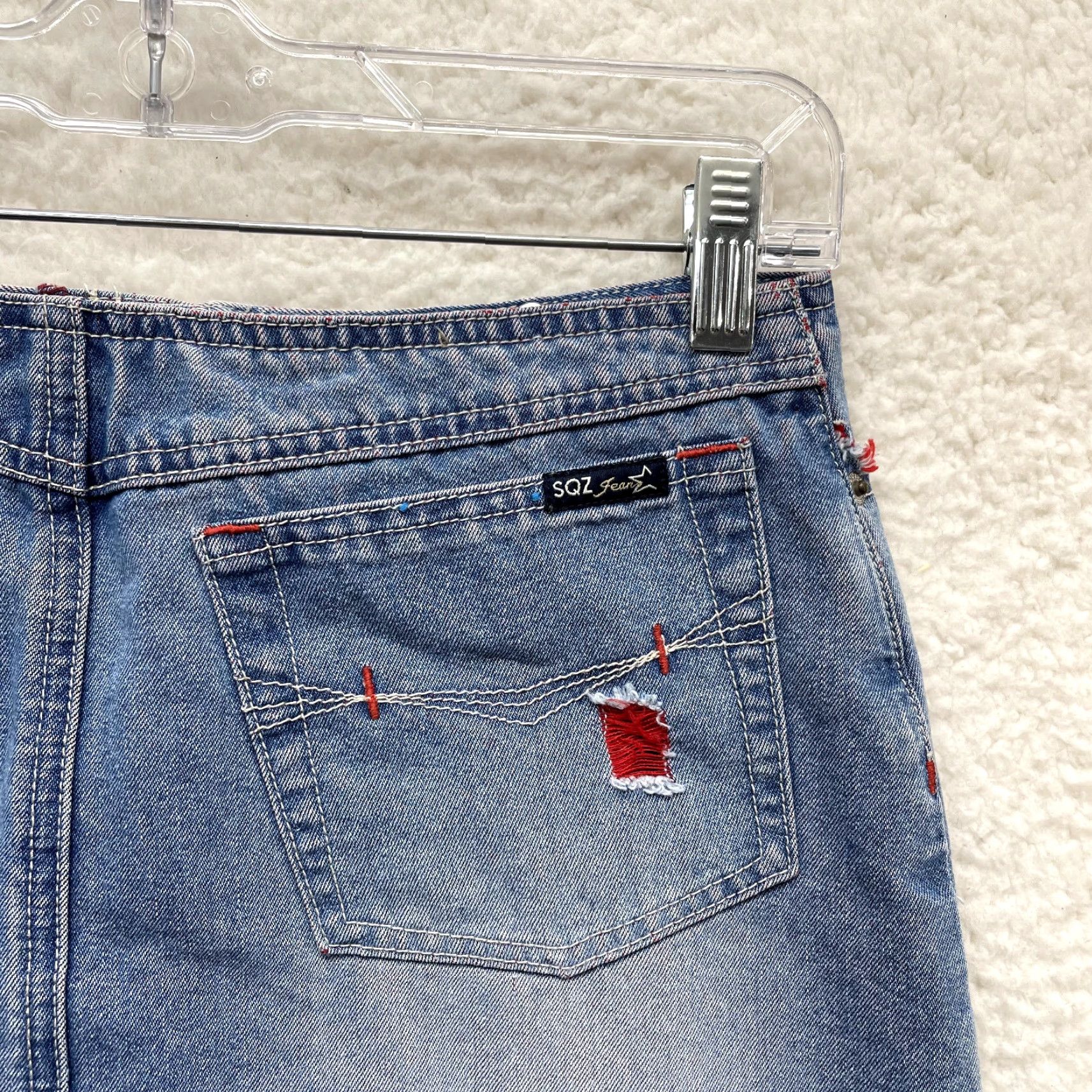Vintage Y2K Vintage Denim Mini Skirt 4 26 Small Light Wash Distressed Frayed Western Sh... Size 27" / US 4 / IT 40 - 3 Thumbnail