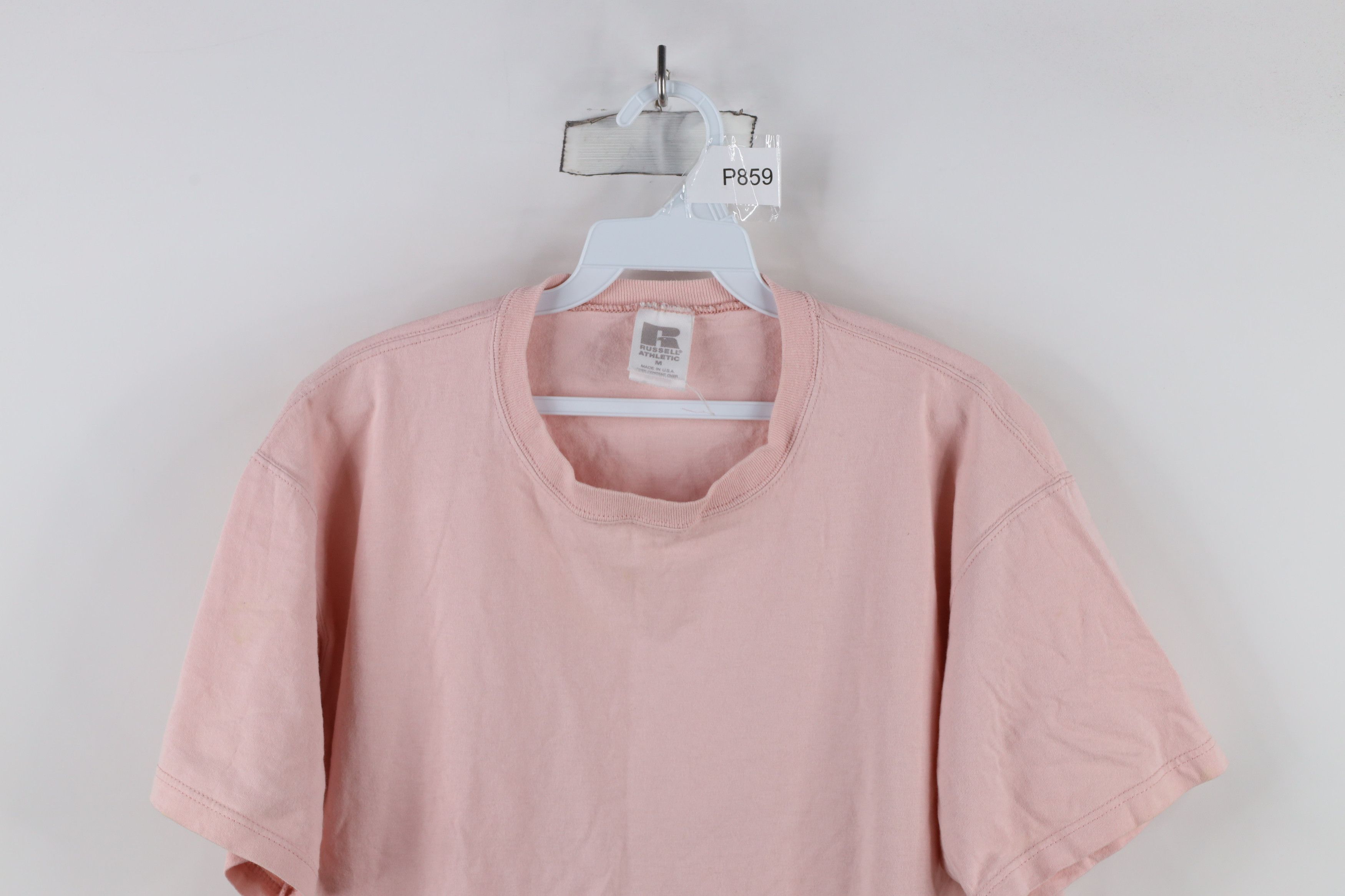 Russell Athletic × Vintage Vintage 90s Russell Athletic Blank Cotton T-Shirt Pink USA Size US M / EU 48-50 / 2 - 2 Thumbnail