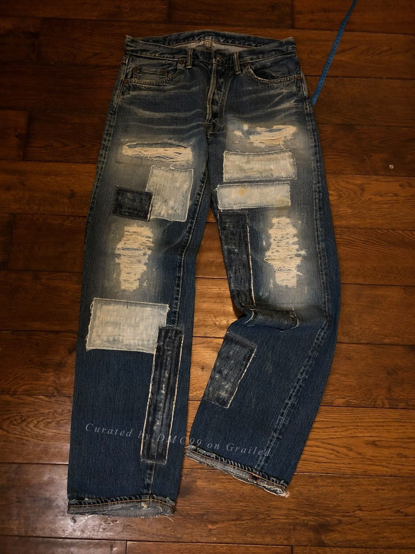 Pure Blue Japan Pure Blue Japan Distressed Patchwork Jeans Size US 40 / EU 56 - 1 Thumbnail