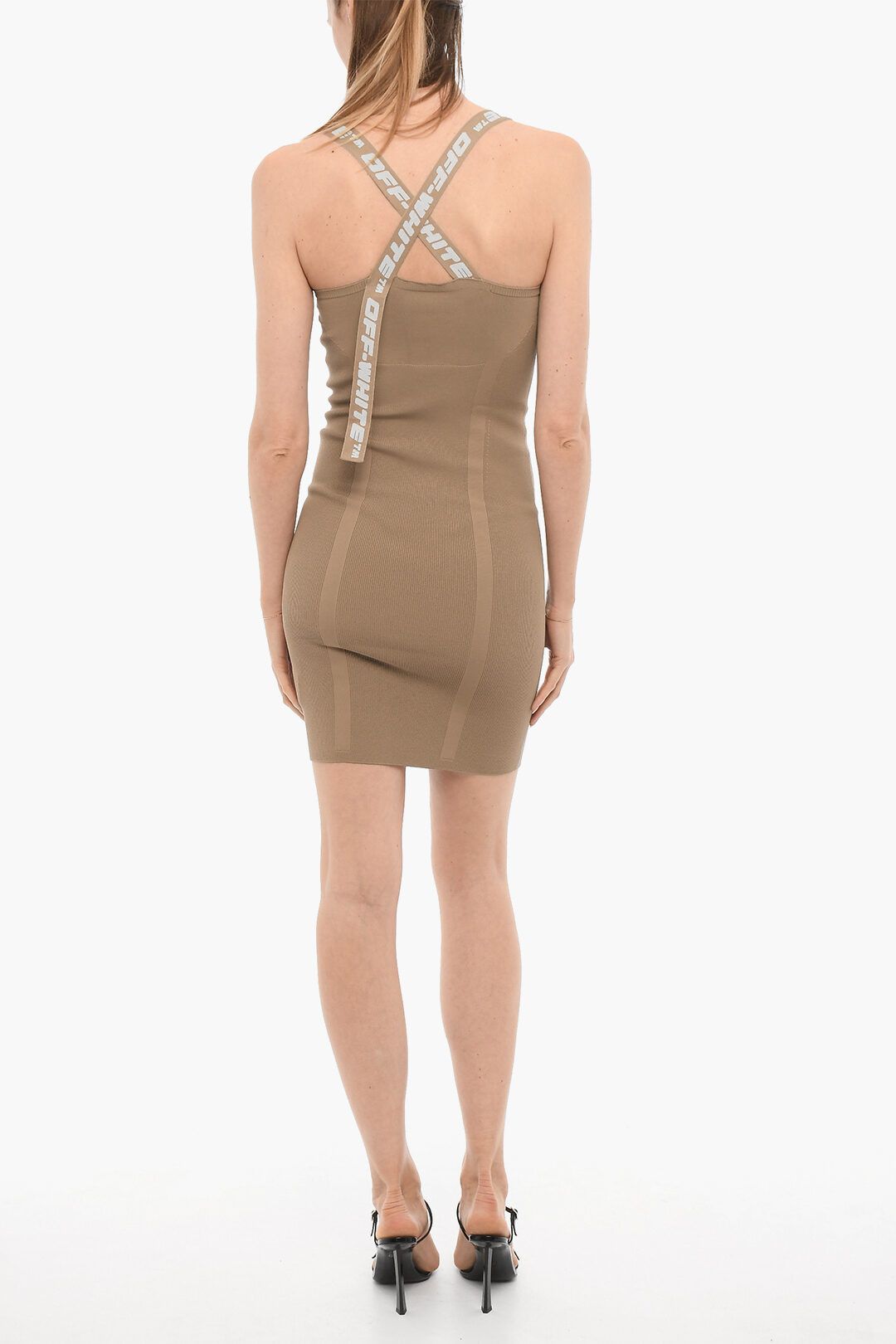Off-White og1mm1125 Seasonal Stretch Fabric Sheath Dress in Beige Size XS / US 0-2 / IT 36-38 - 2 Thumbnail