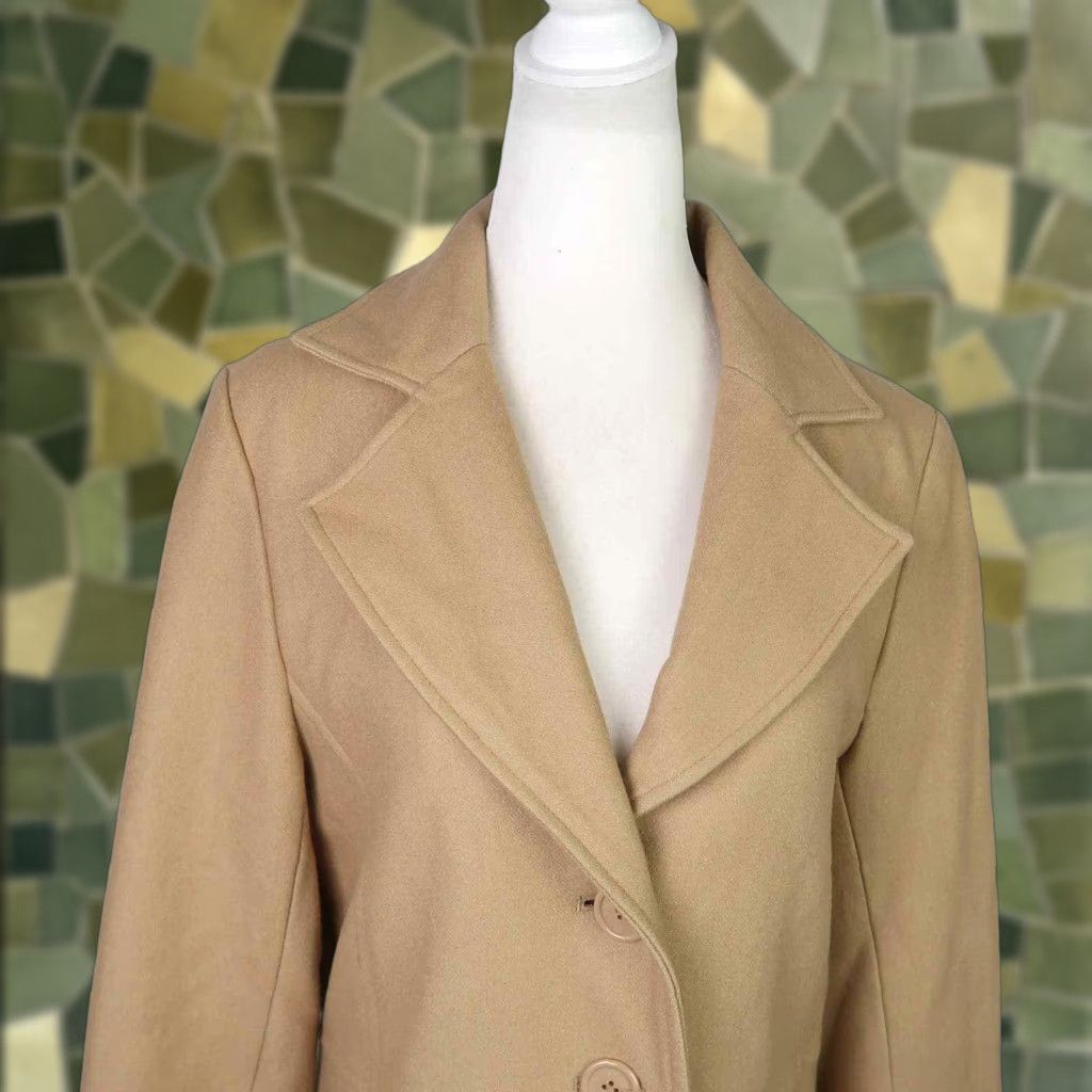 Vintage VINTAGE Beau Monde 90s tan wool blend mid-length jacket Womens M Size M / US 6-8 / IT 42-44 - 1 Thumbnail