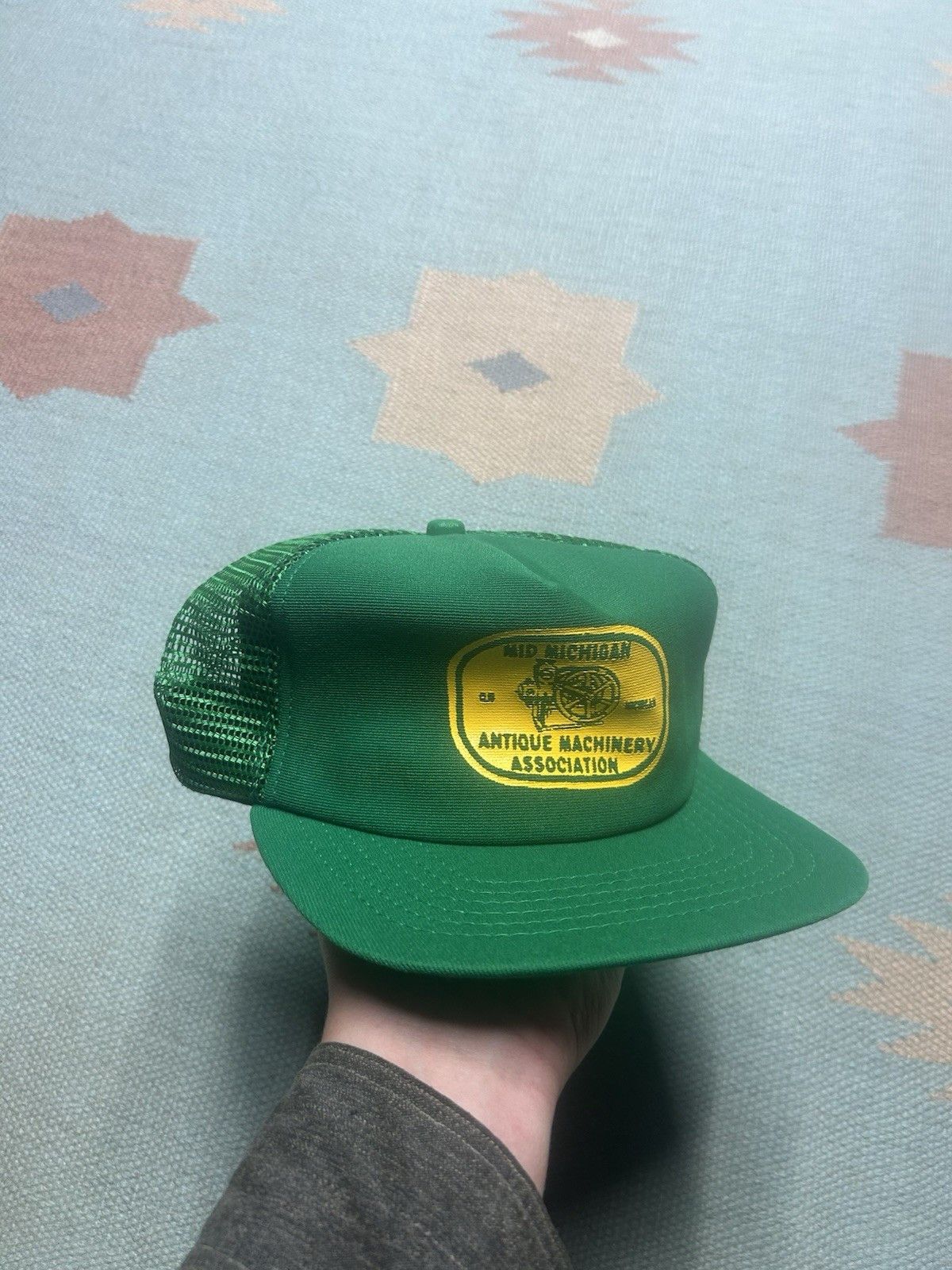 Vintage 80s trucker hat mid Michigan antique machinery tractor USA Size ONE SIZE - 1 Thumbnail