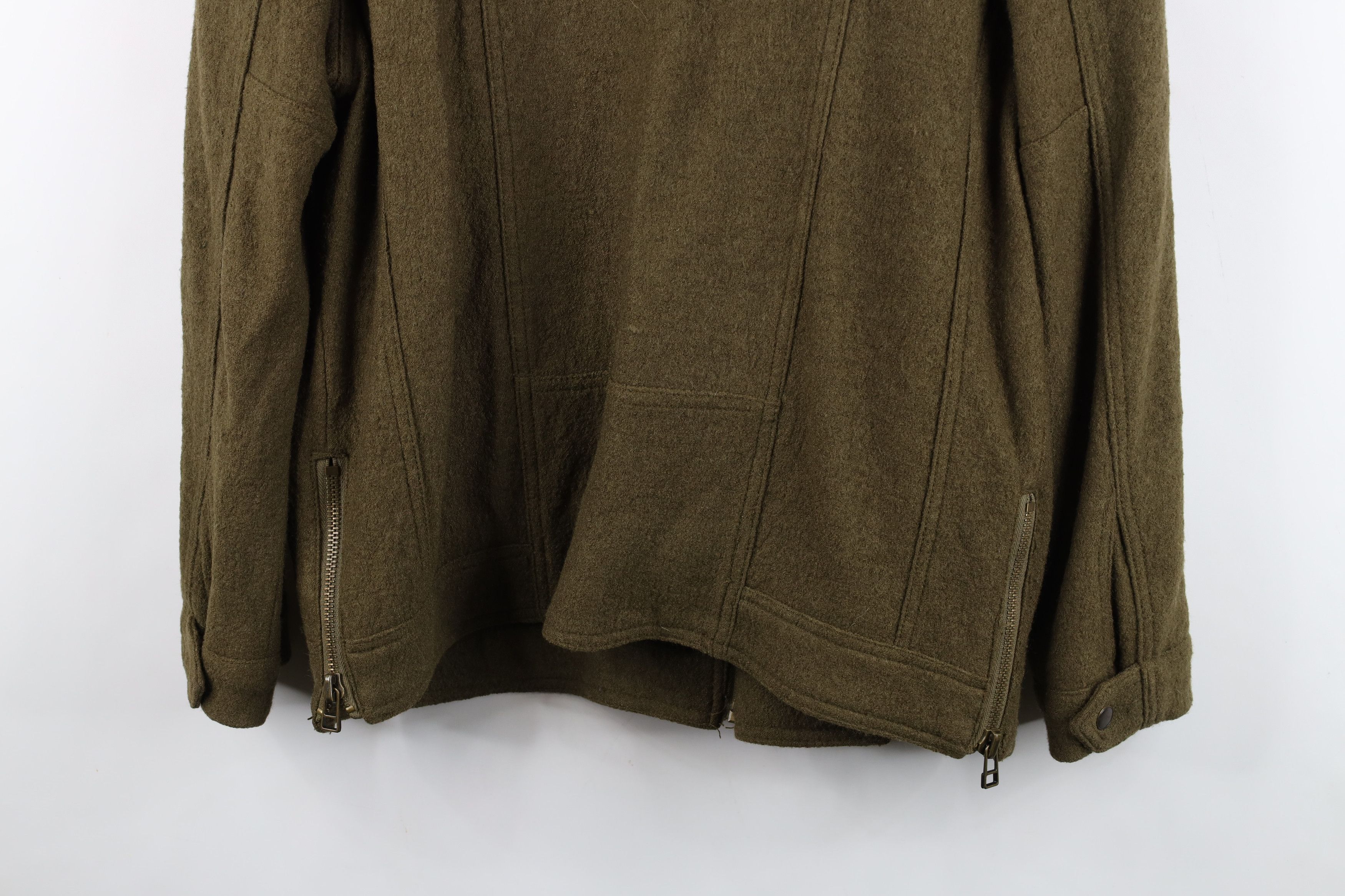 Free People Free People Chic Asymmetrical Zip Wool Bomber Jacket Green Size M / US 6-8 / IT 42-44 - 16 Thumbnail