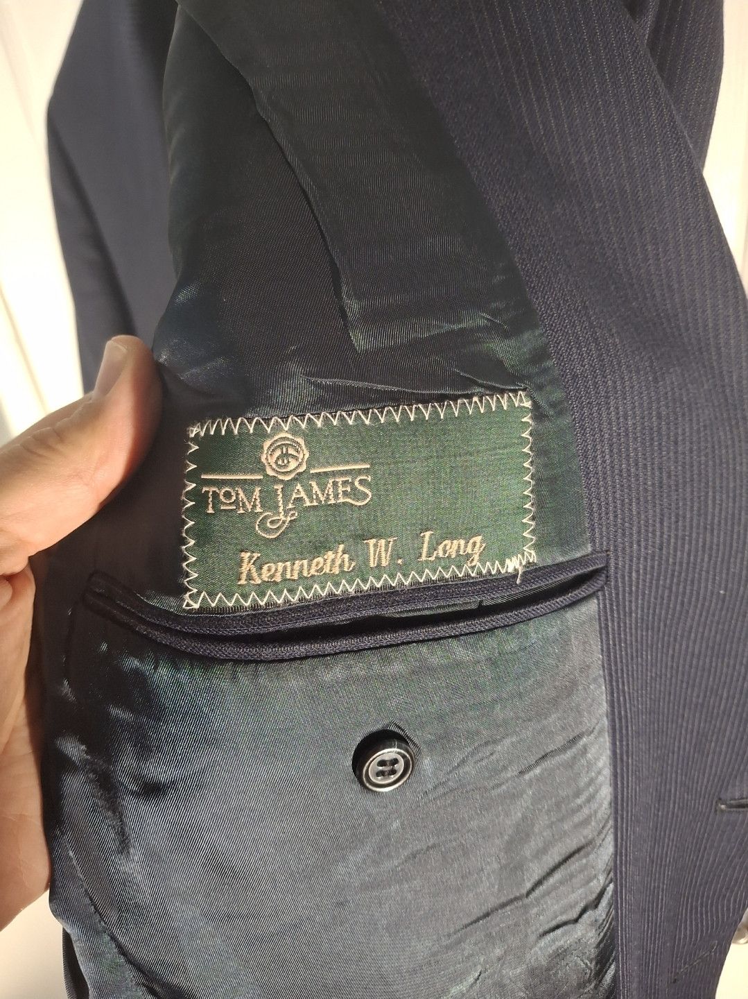 Tom James Vintage Tom James Custom Navy Pinstripe Blazer Size 42L - 3 Thumbnail