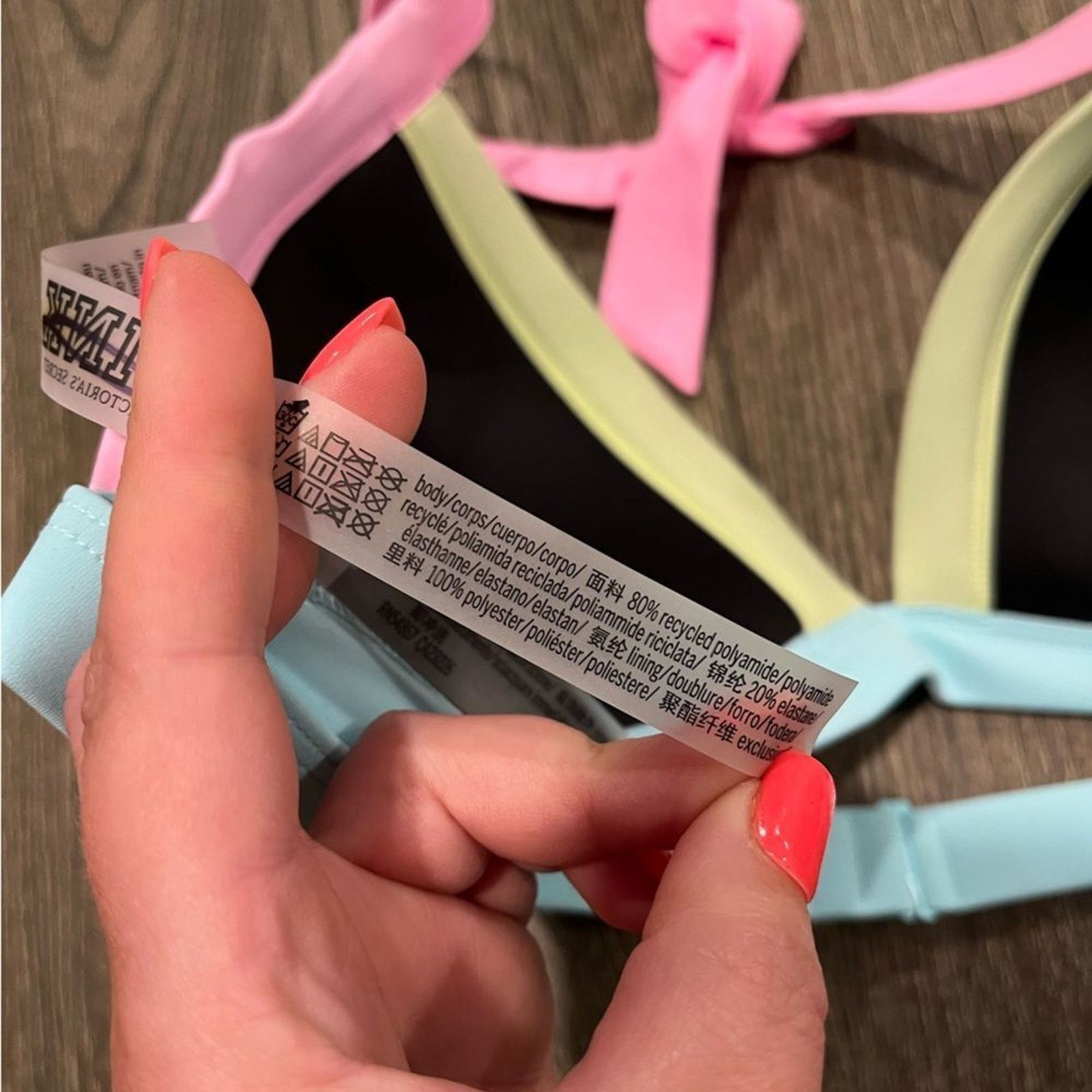 Victoria's Secret NWOT PINK Victoria’s Secret Padded Triangle Bikini Top XXL Size ONE SIZE - 4 Thumbnail