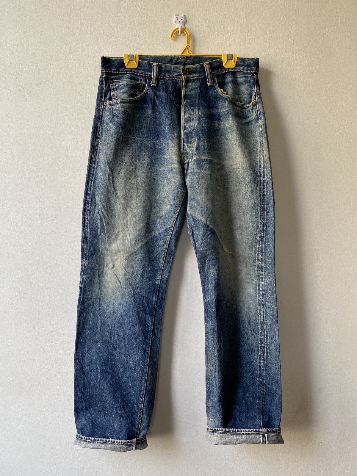 image of Distressed Denim x Warehouse Japanese Vintage Warehouse Denim Selvedge Distressed in Blue (Size 32)